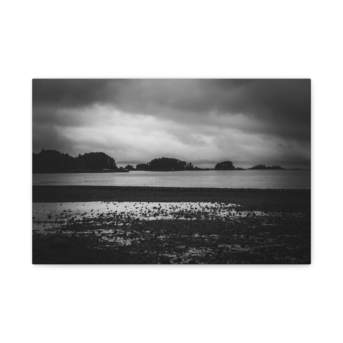 Canvas Wall Art - Photography Grey Scale Ocean Islands