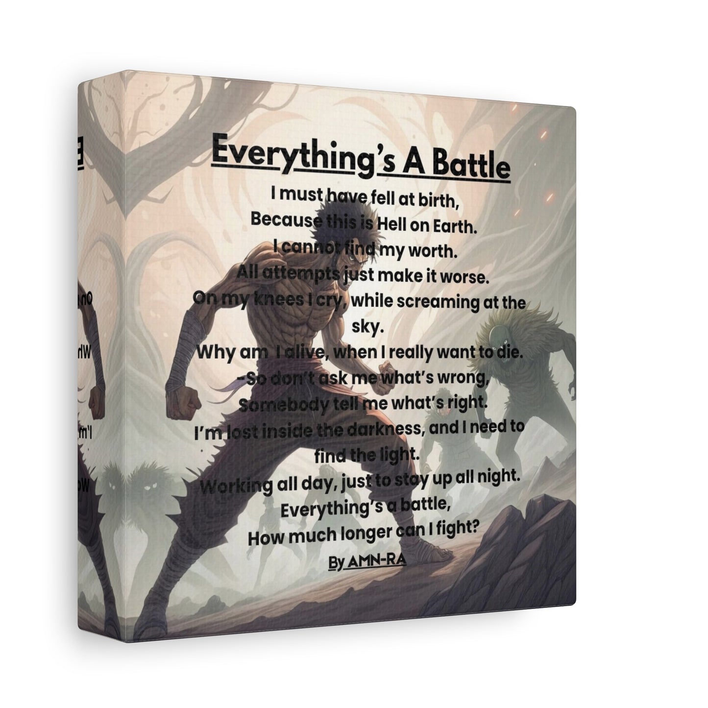 Canvas Poster - Full Color "Everything's A Battle" by AMN_RA