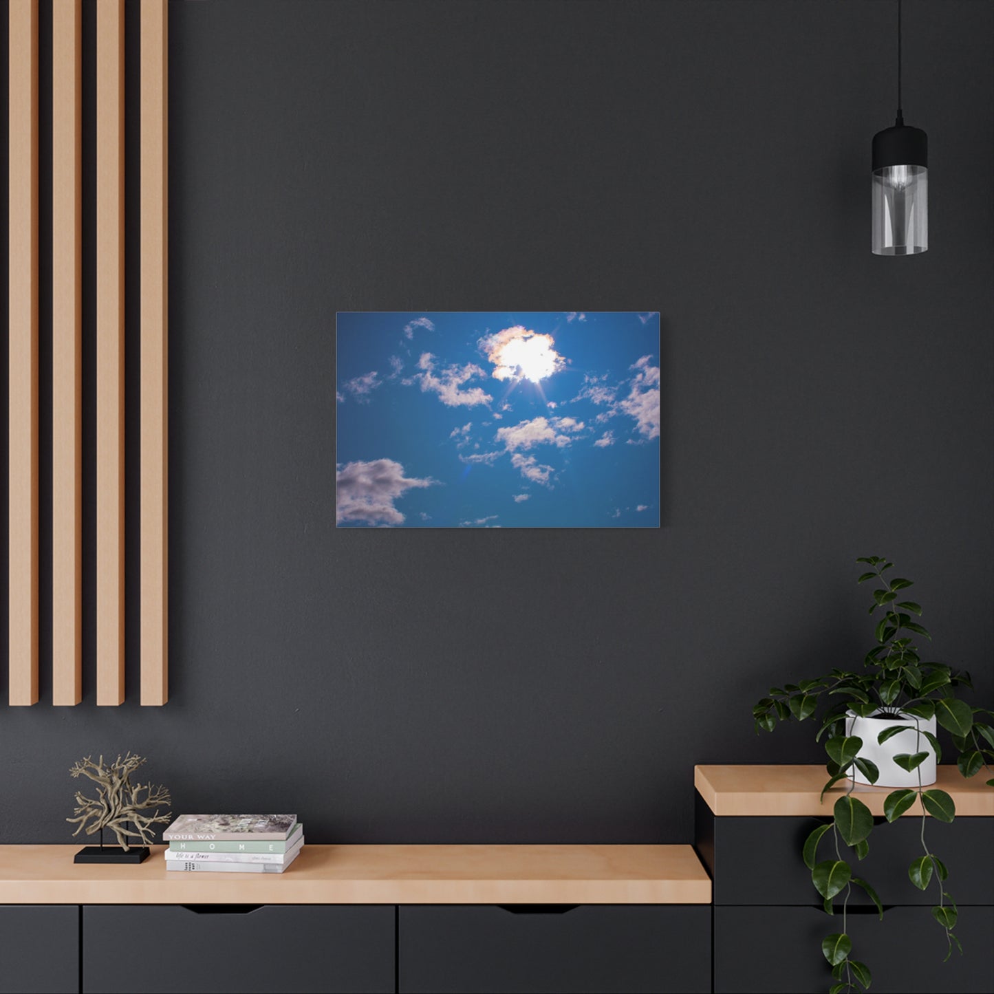 Canvas Wall Art - Blue Sky and Shining Clouds Picture