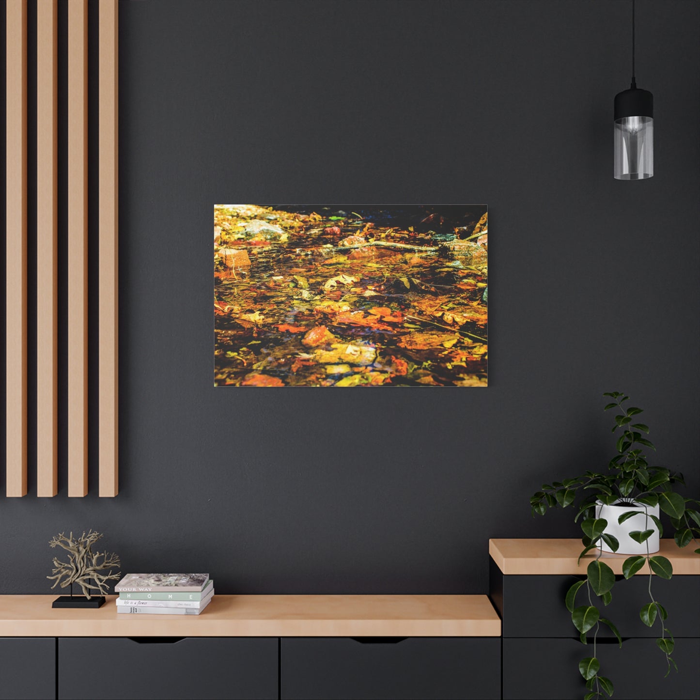 Canvas Print - Fall Leaves in Quiet Stream Photography