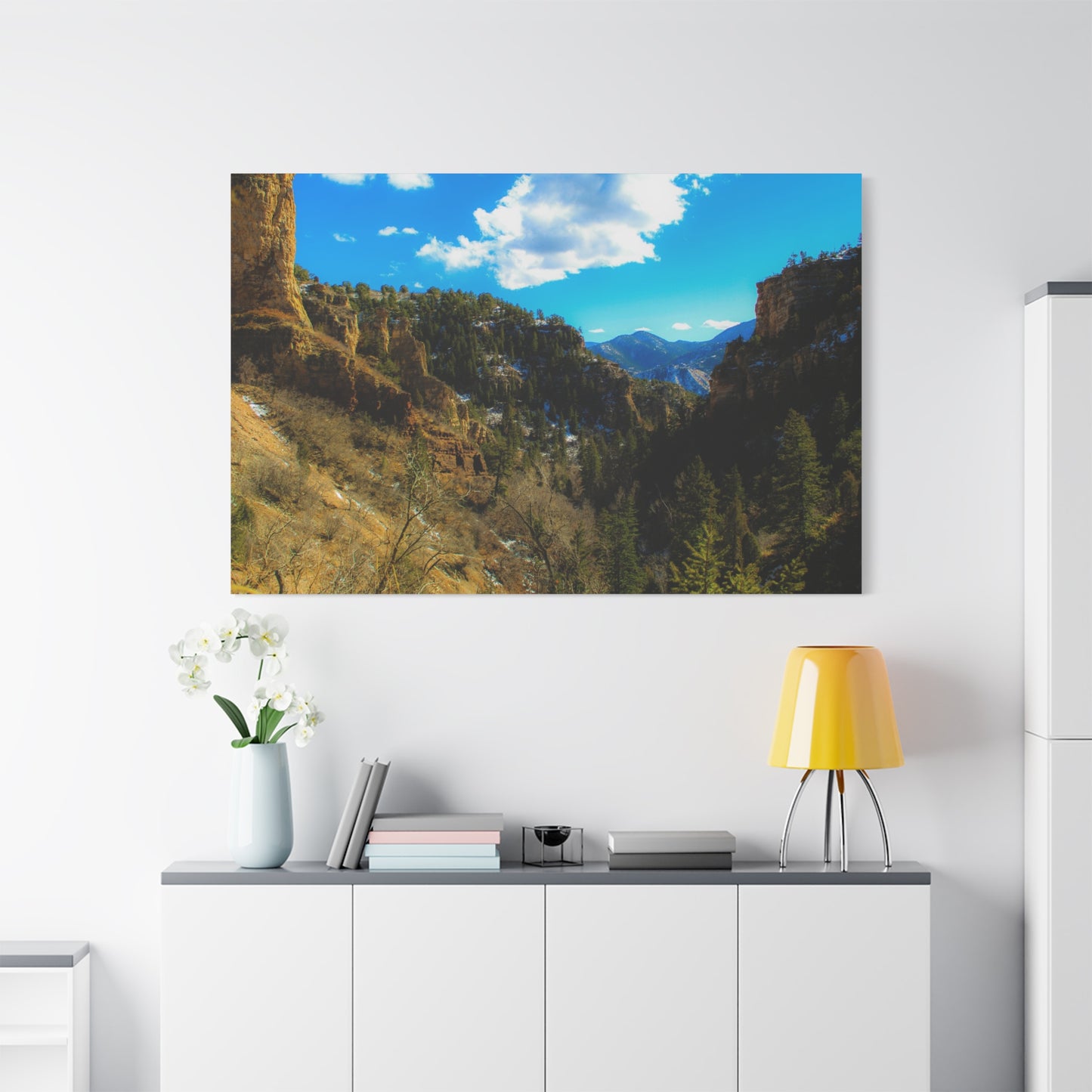 Canvas Art Print - Valley with Trees and Blue Sky Photography
