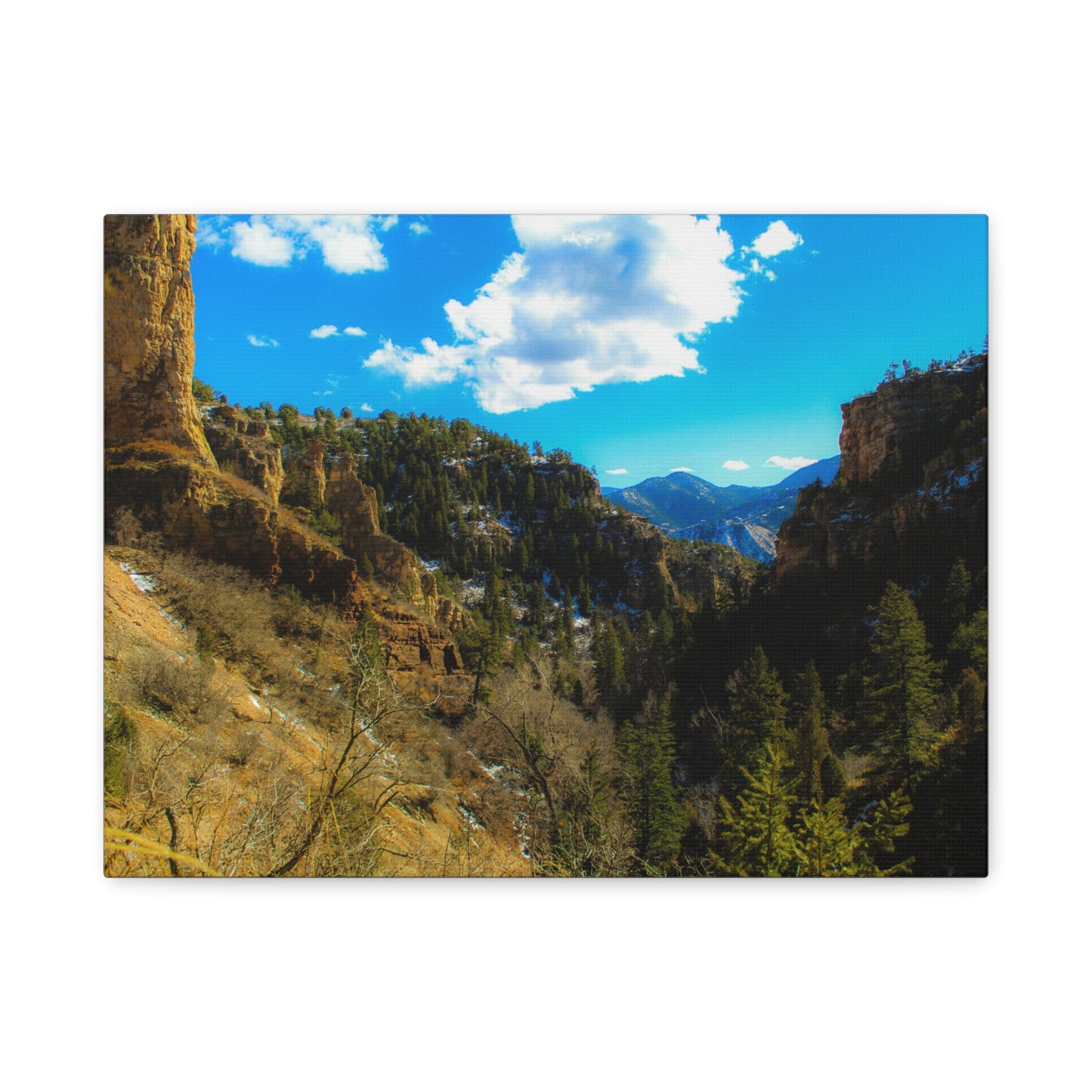 Canvas Art Print - Valley with Trees and Blue Sky Photography