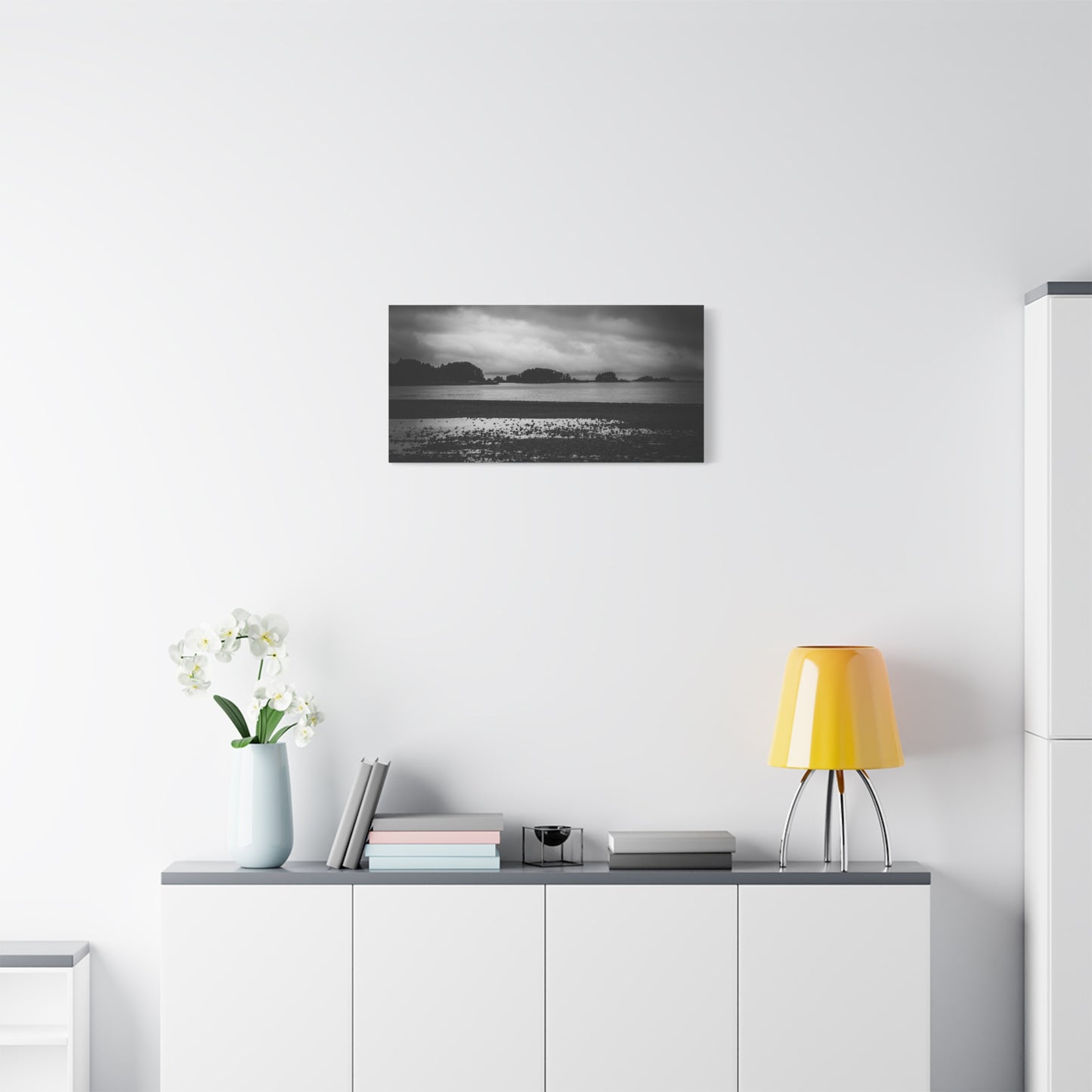 Canvas Wall Art - Photography Grey Scale Ocean Islands