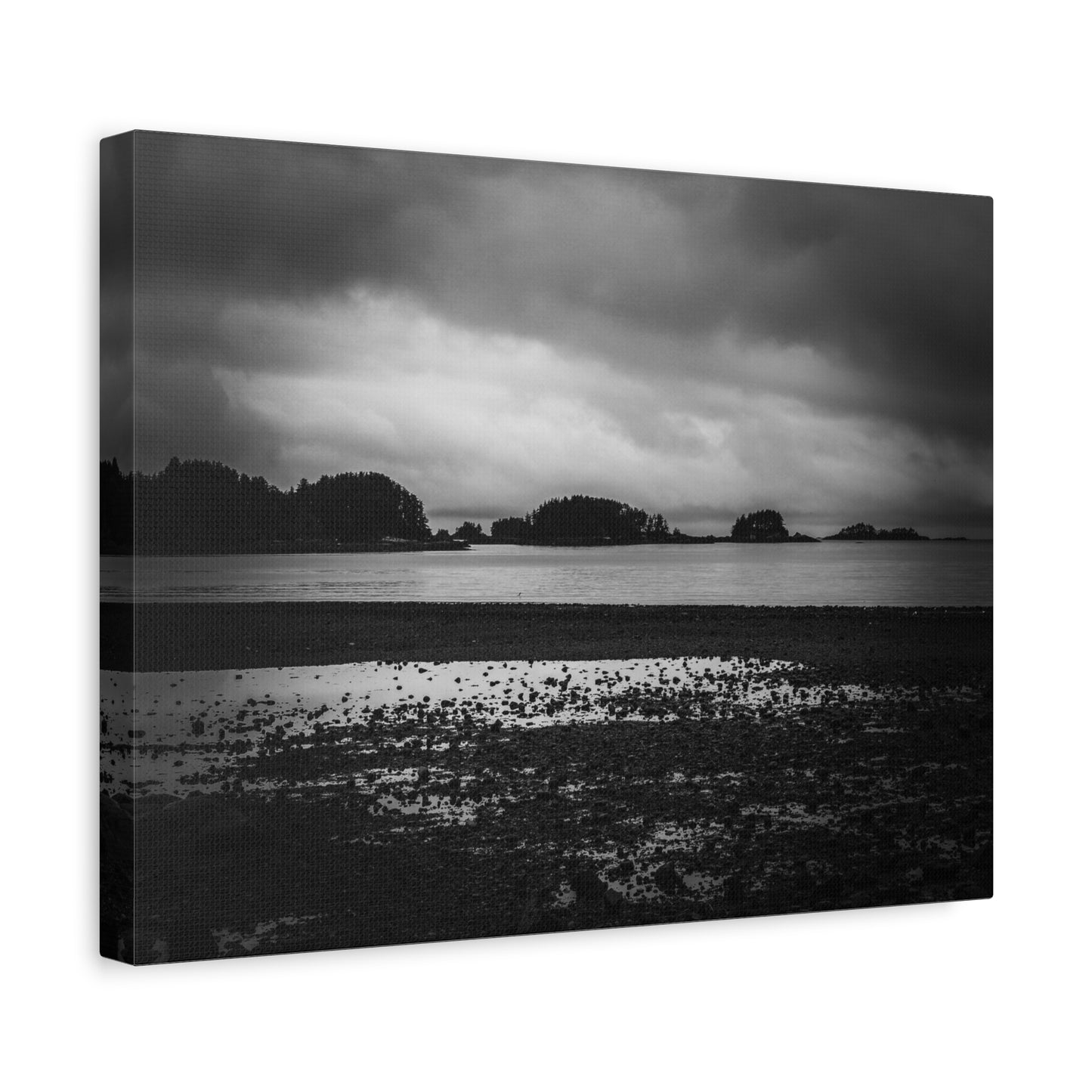 Canvas Wall Art - Photography Grey Scale Ocean Islands