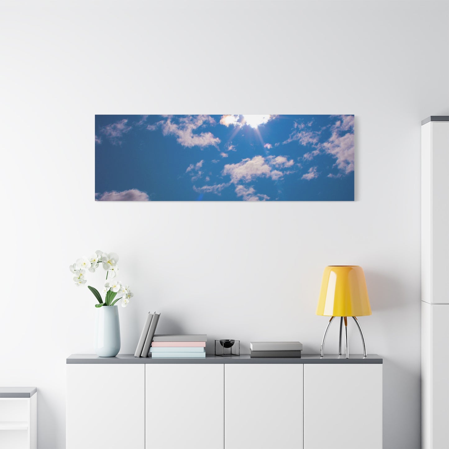 Canvas Wall Art - Blue Sky and Shining Clouds Picture