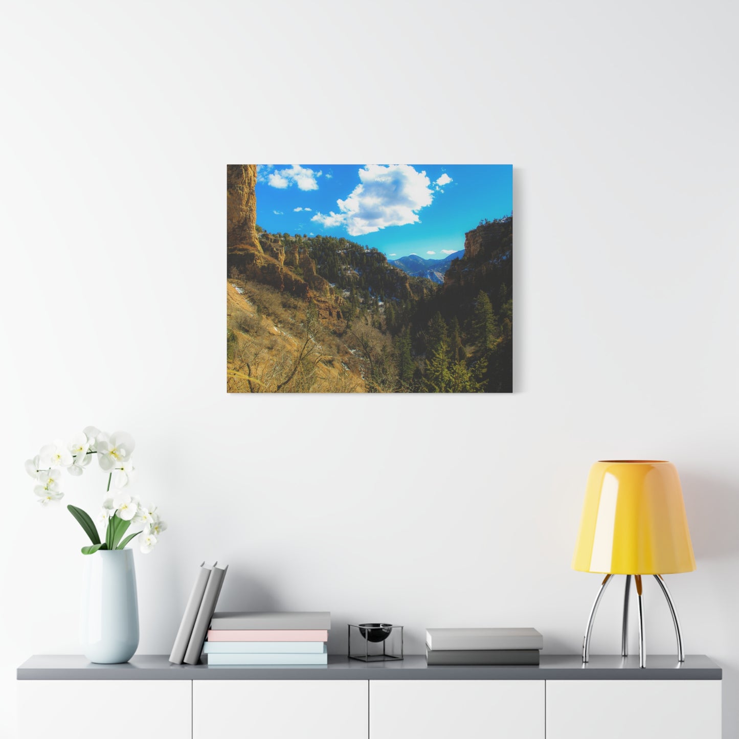 Canvas Art Print - Valley with Trees and Blue Sky Photography