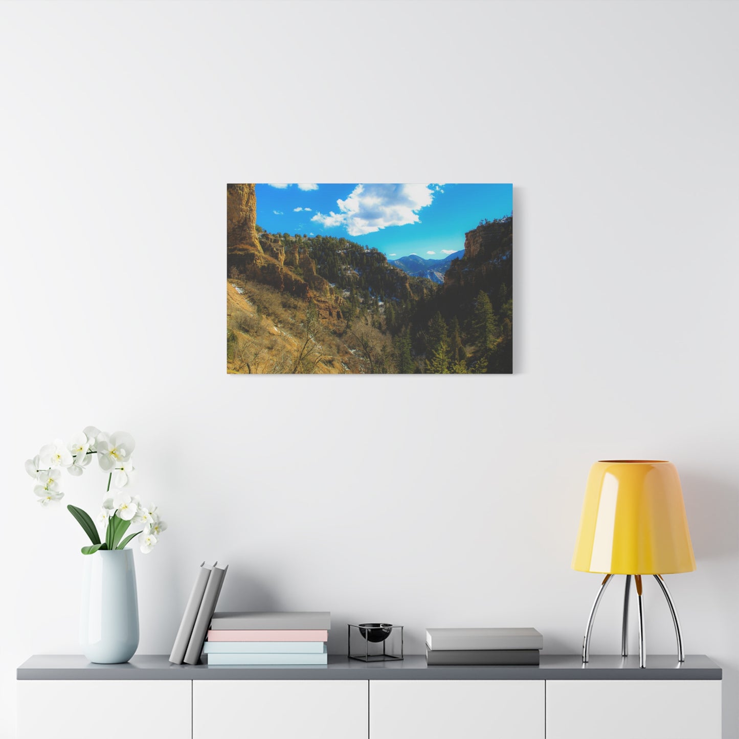 Canvas Art Print - Valley with Trees and Blue Sky Photography
