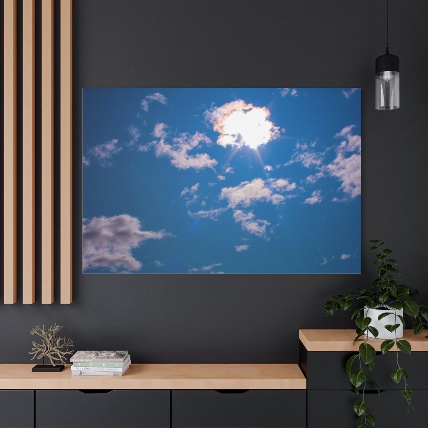 Canvas Wall Art - Blue Sky and Shining Clouds Picture