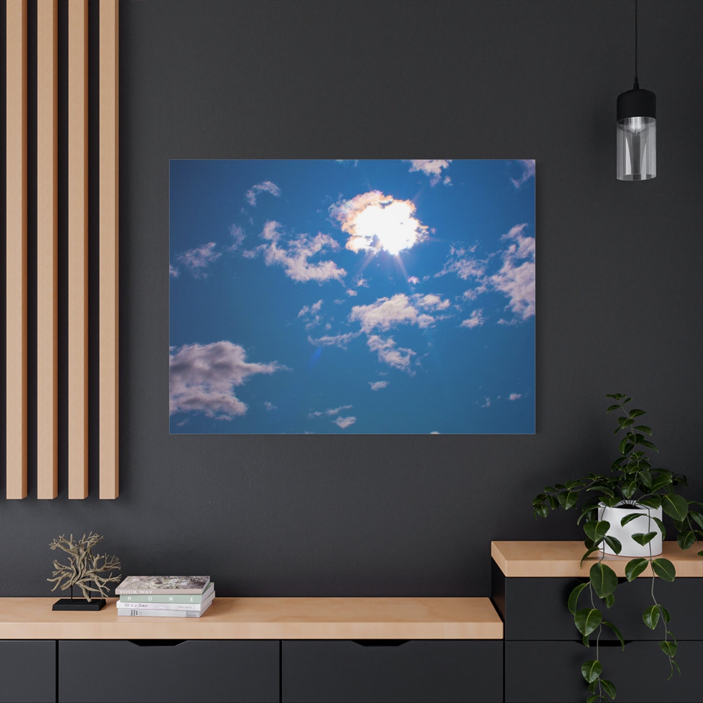 Canvas Wall Art - Blue Sky and Shining Clouds Picture