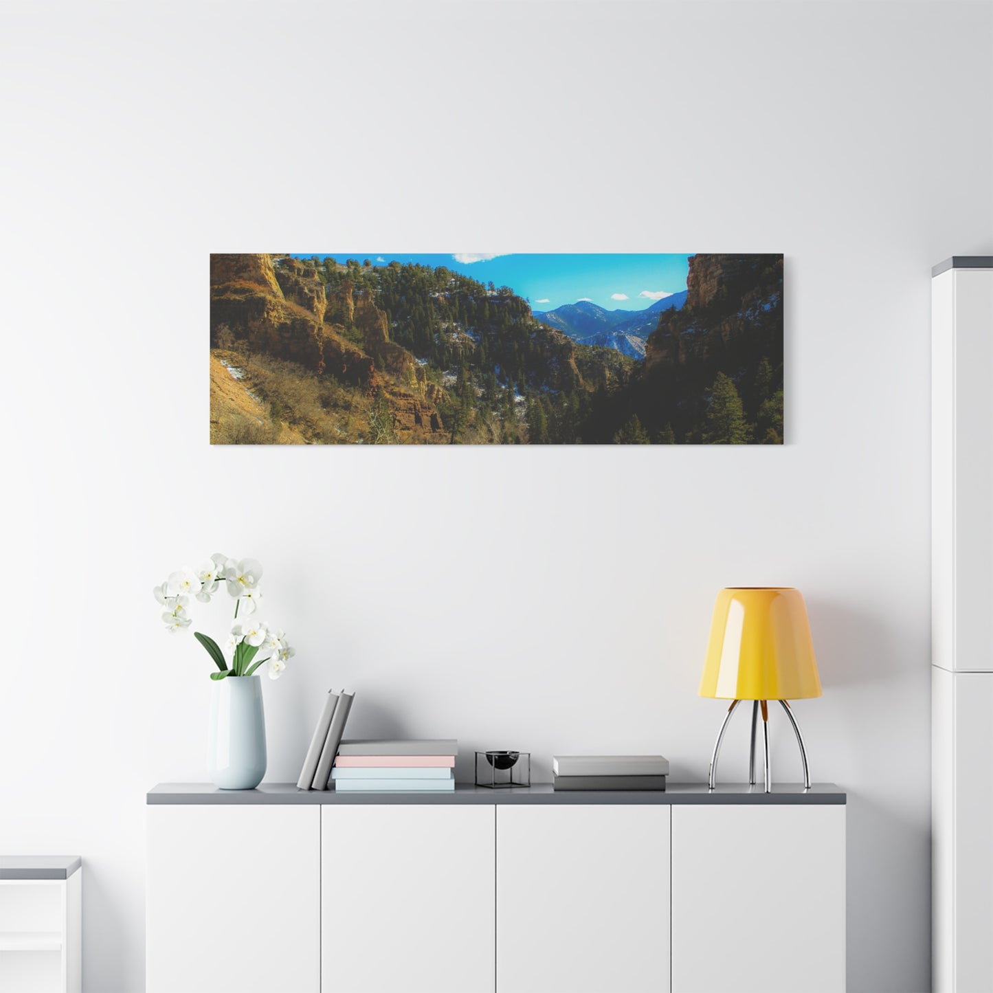 Canvas Art Print - Valley with Trees and Blue Sky Photography