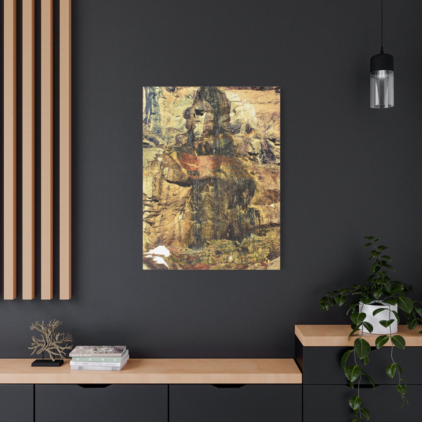 Canvas Wall Art - Mossy Waterfall Photo