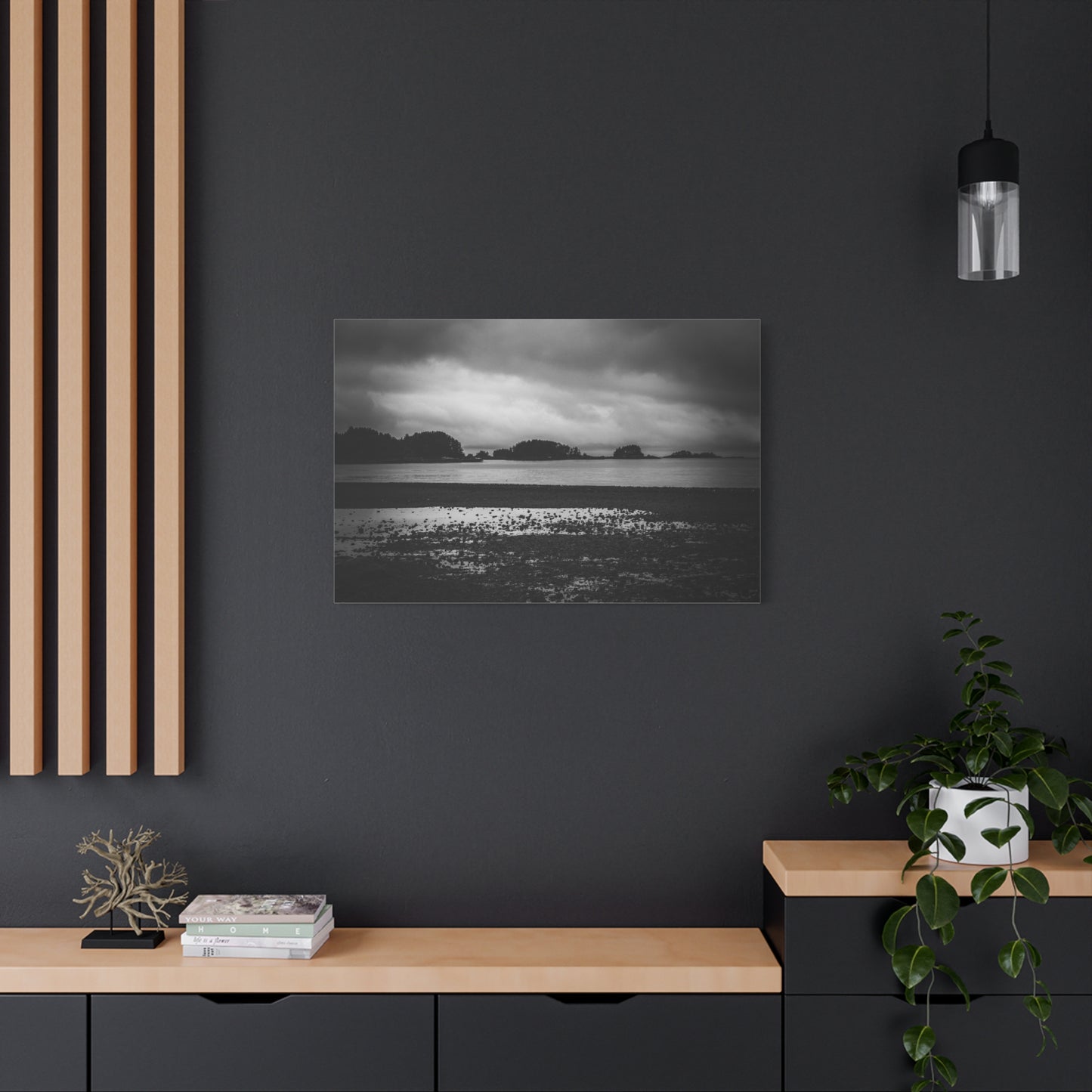 Canvas Wall Art - Photography Grey Scale Ocean Islands