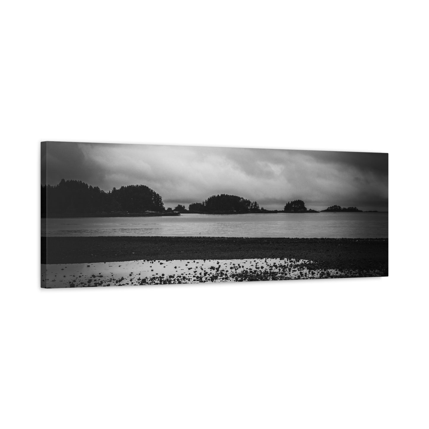 Canvas Wall Art - Photography Grey Scale Ocean Islands