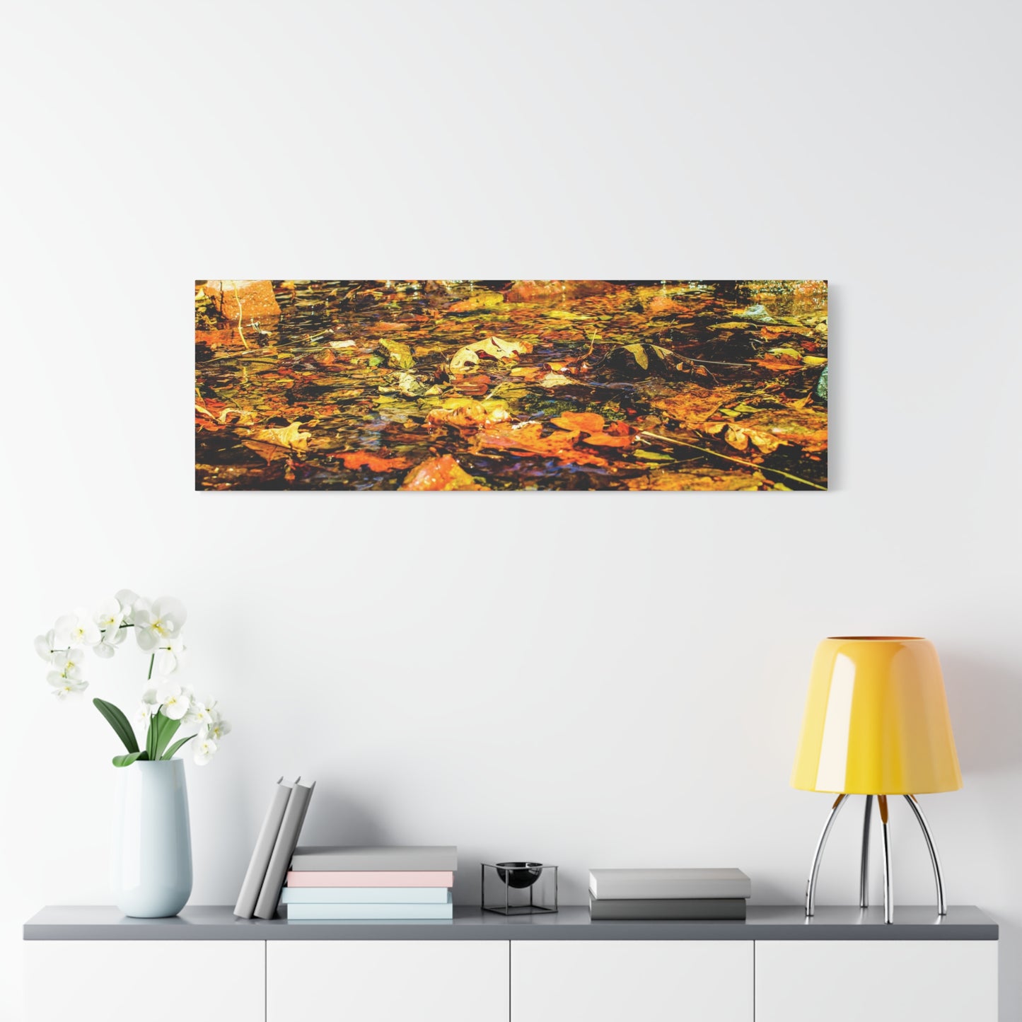 Canvas Print - Fall Leaves in Quiet Stream Photography