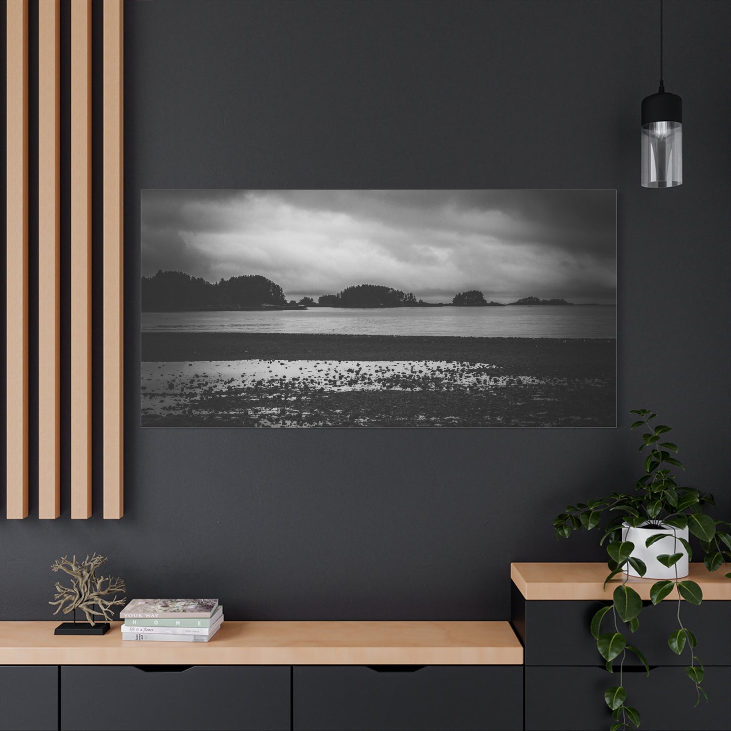 Canvas Wall Art - Photography Grey Scale Ocean Islands