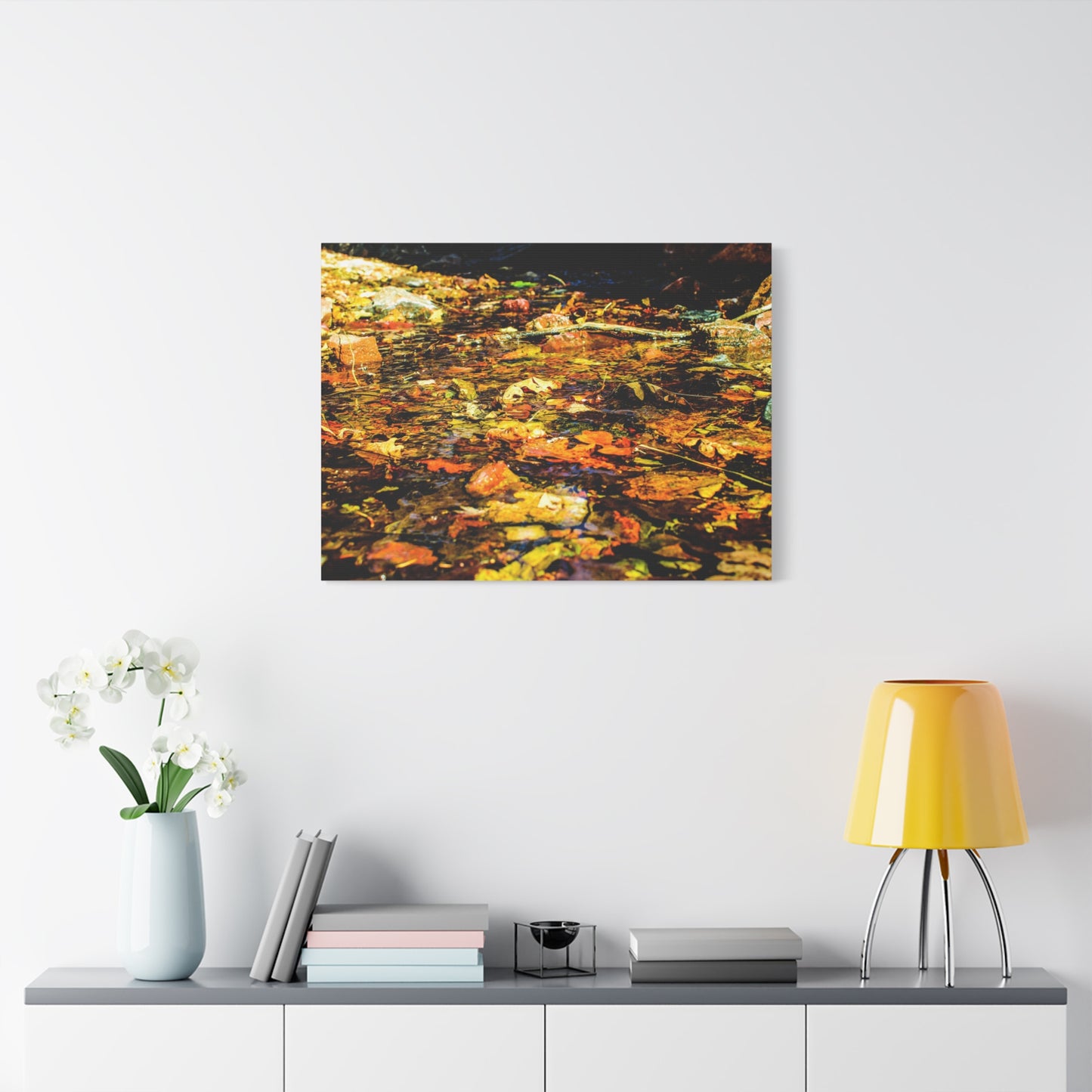 Canvas Print - Fall Leaves in Quiet Stream Photography