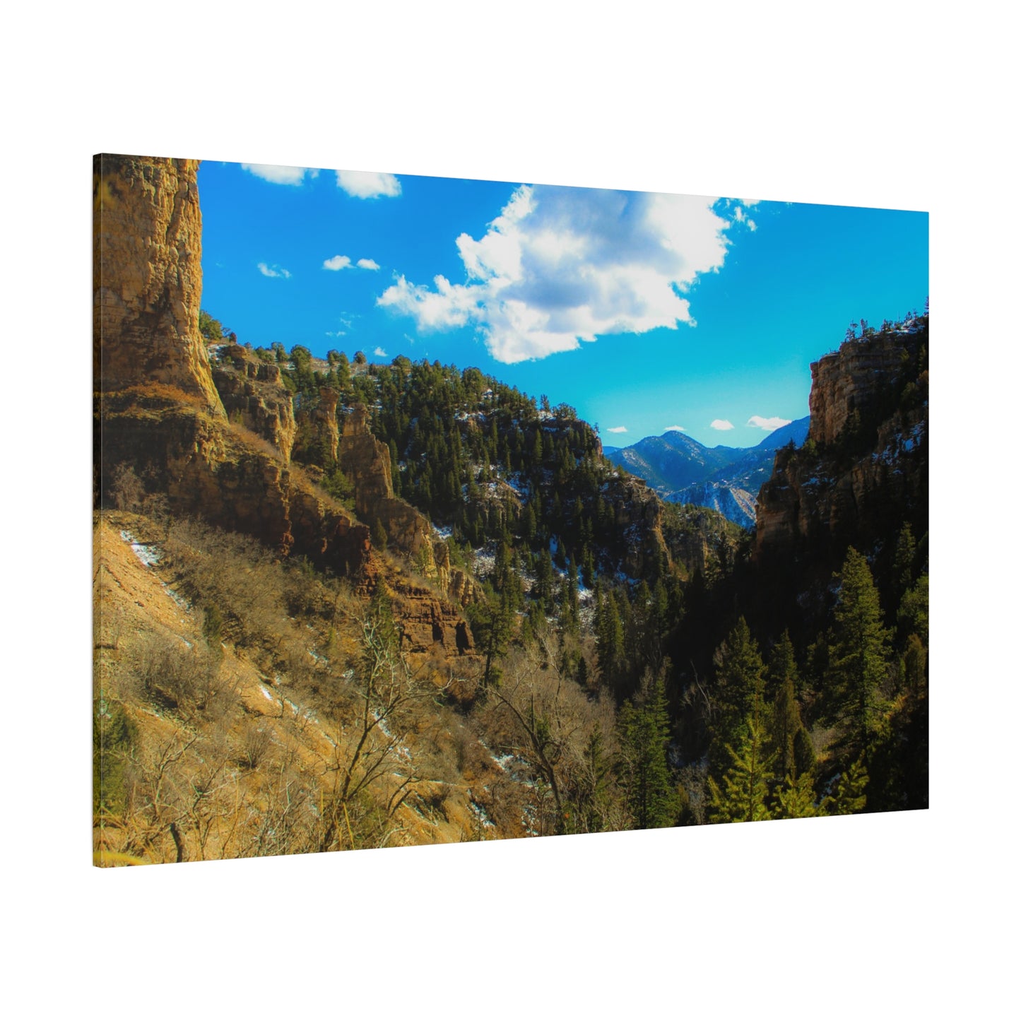 Canvas Art Print - Valley with Trees and Blue Sky Photography