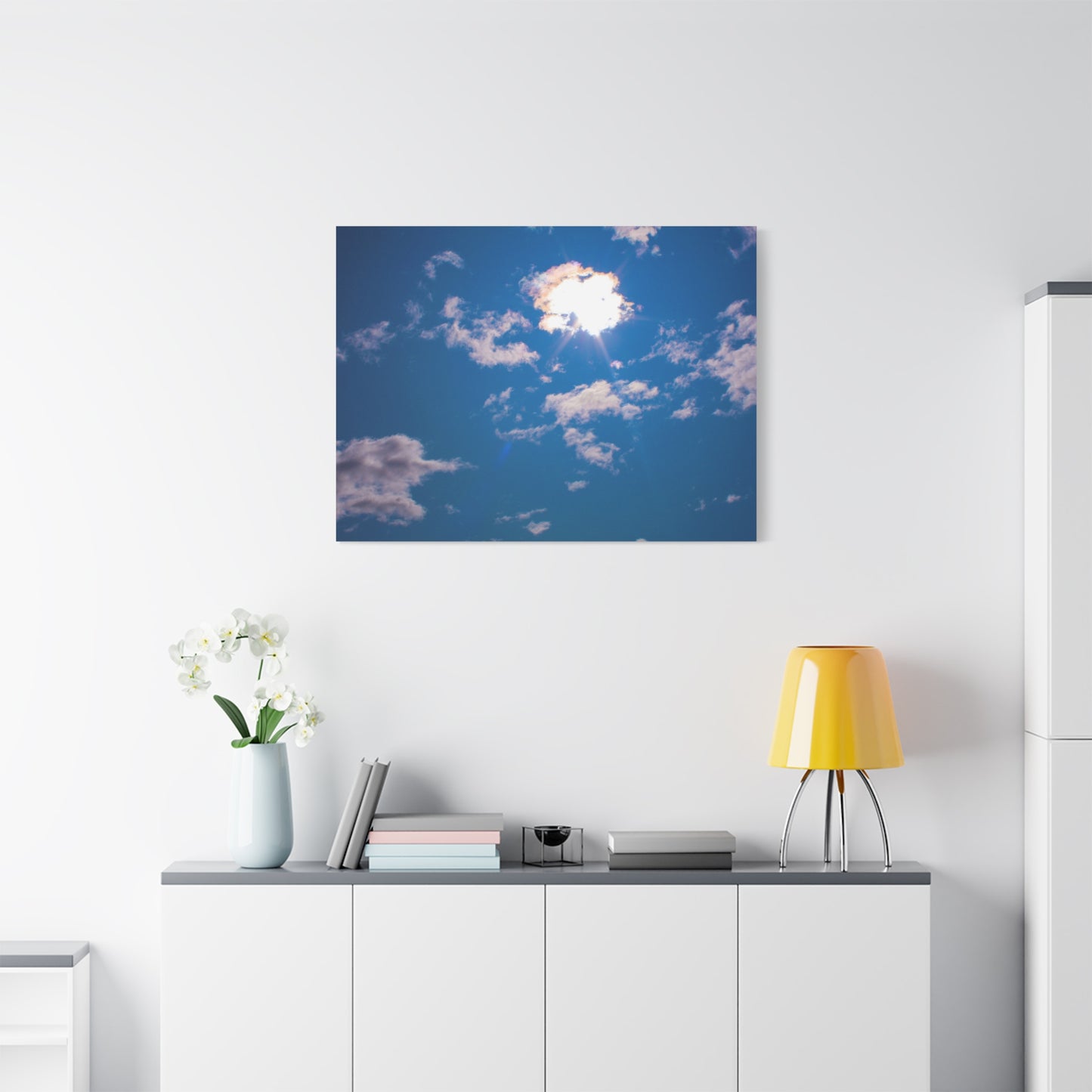 Canvas Wall Art - Blue Sky and Shining Clouds Picture