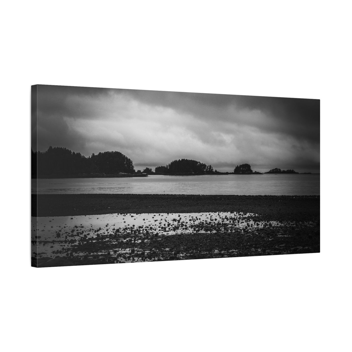 Canvas Wall Art - Photography Grey Scale Ocean Islands