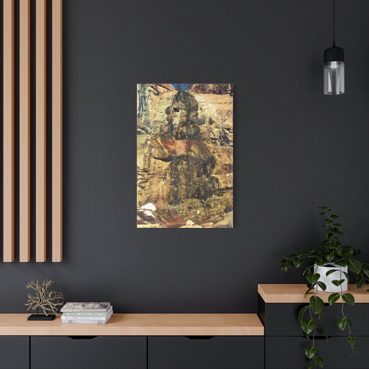 Canvas Wall Art - Mossy Waterfall Photo