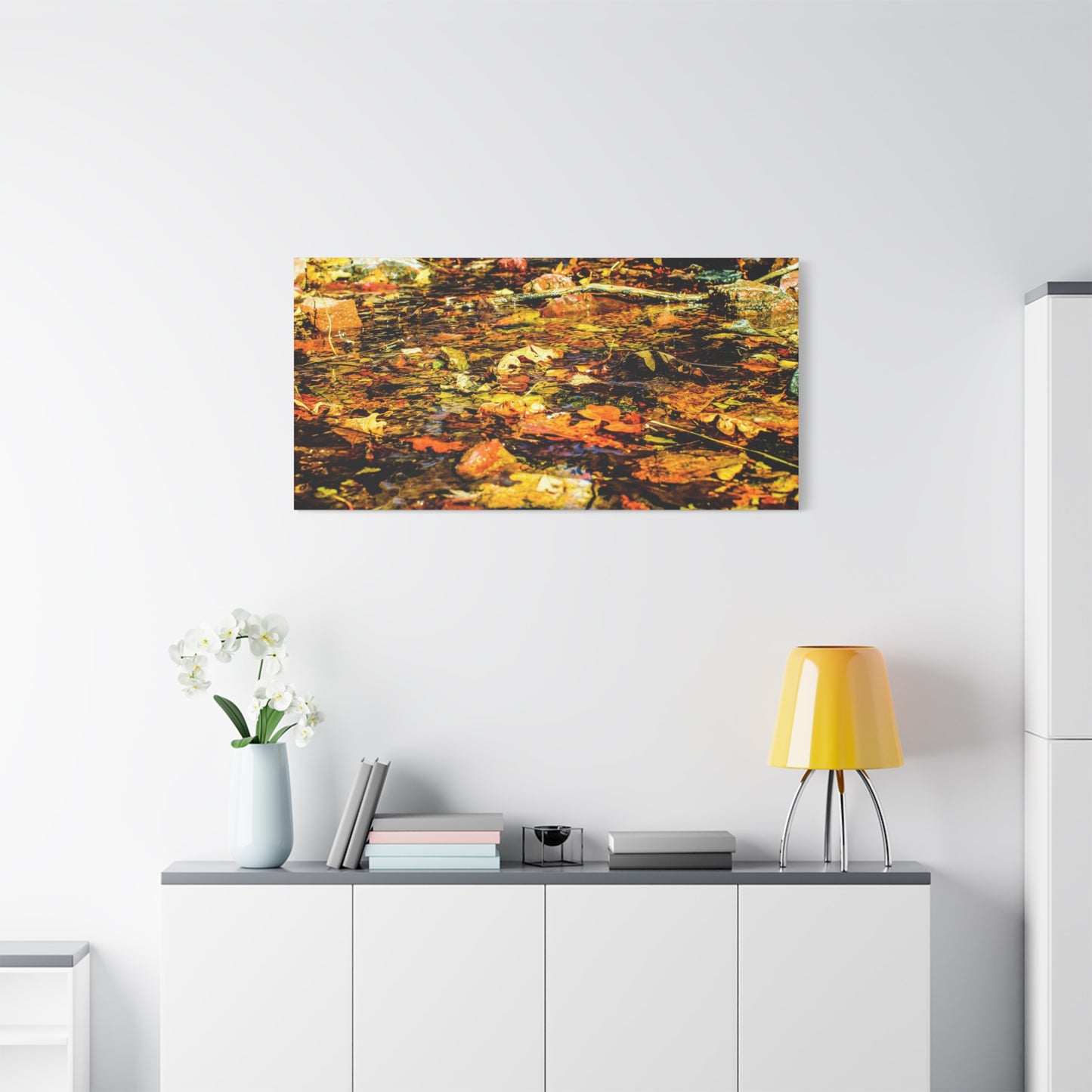 Canvas Print - Fall Leaves in Quiet Stream Photography