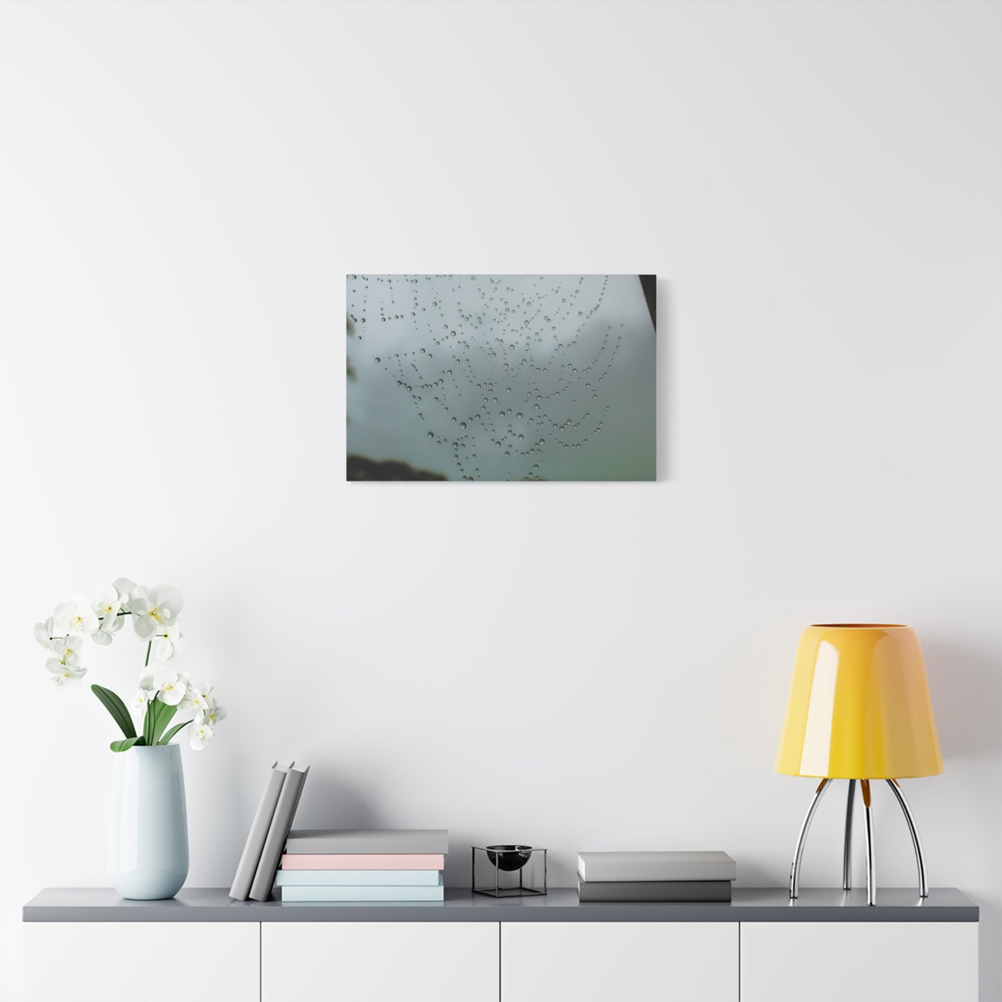Canvas Print - Morning Dew on Spider Web Photo