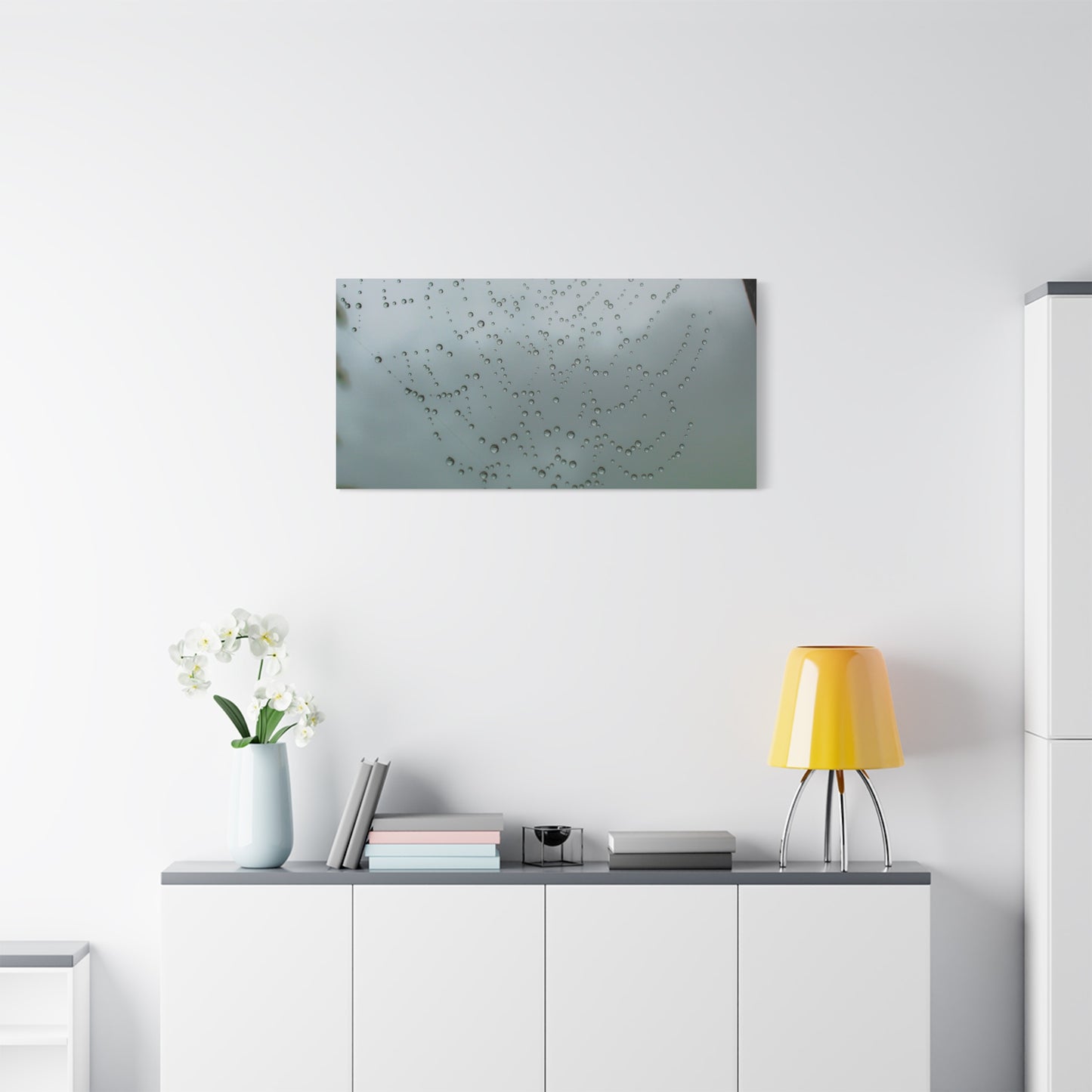 Canvas Print - Morning Dew on Spider Web Photo