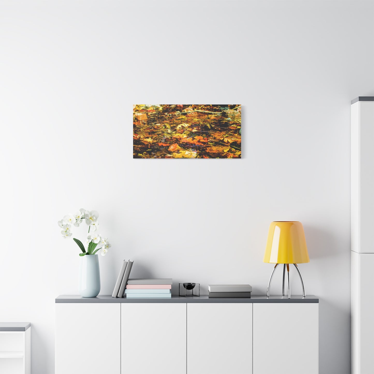 Canvas Print - Fall Leaves in Quiet Stream Photography