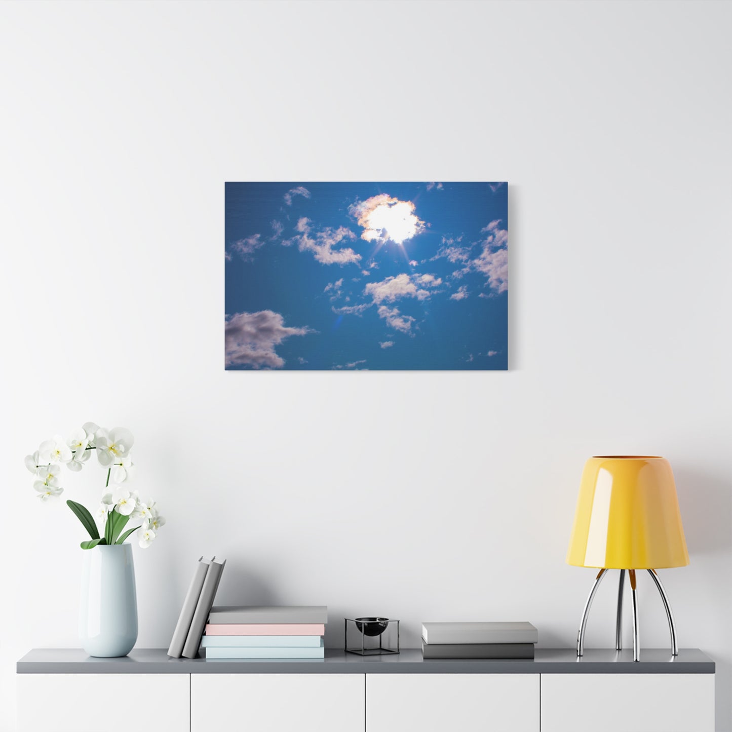 Canvas Wall Art - Blue Sky and Shining Clouds Picture