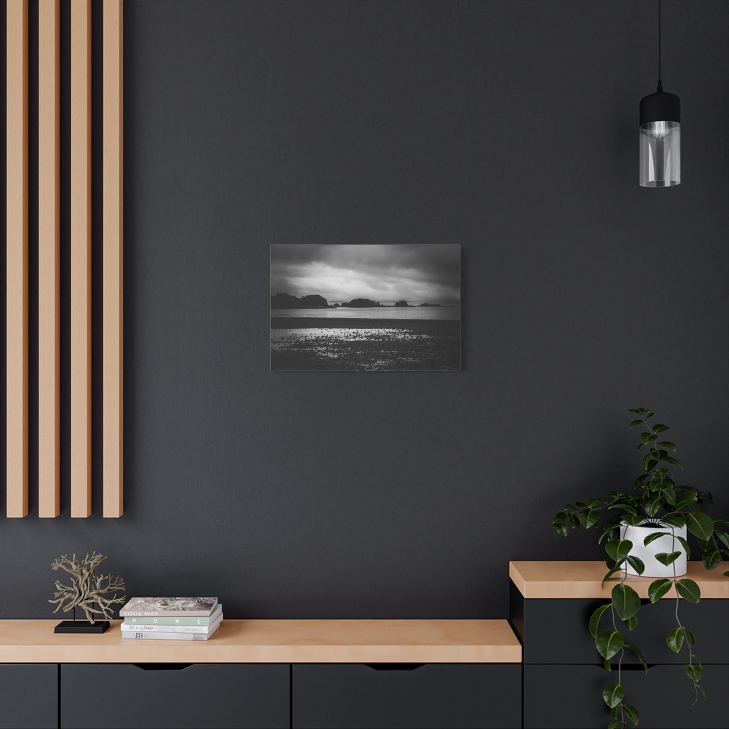 Canvas Wall Art - Photography Grey Scale Ocean Islands