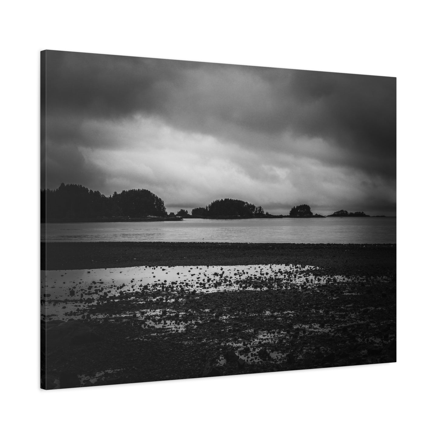 Canvas Wall Art - Photography Grey Scale Ocean Islands