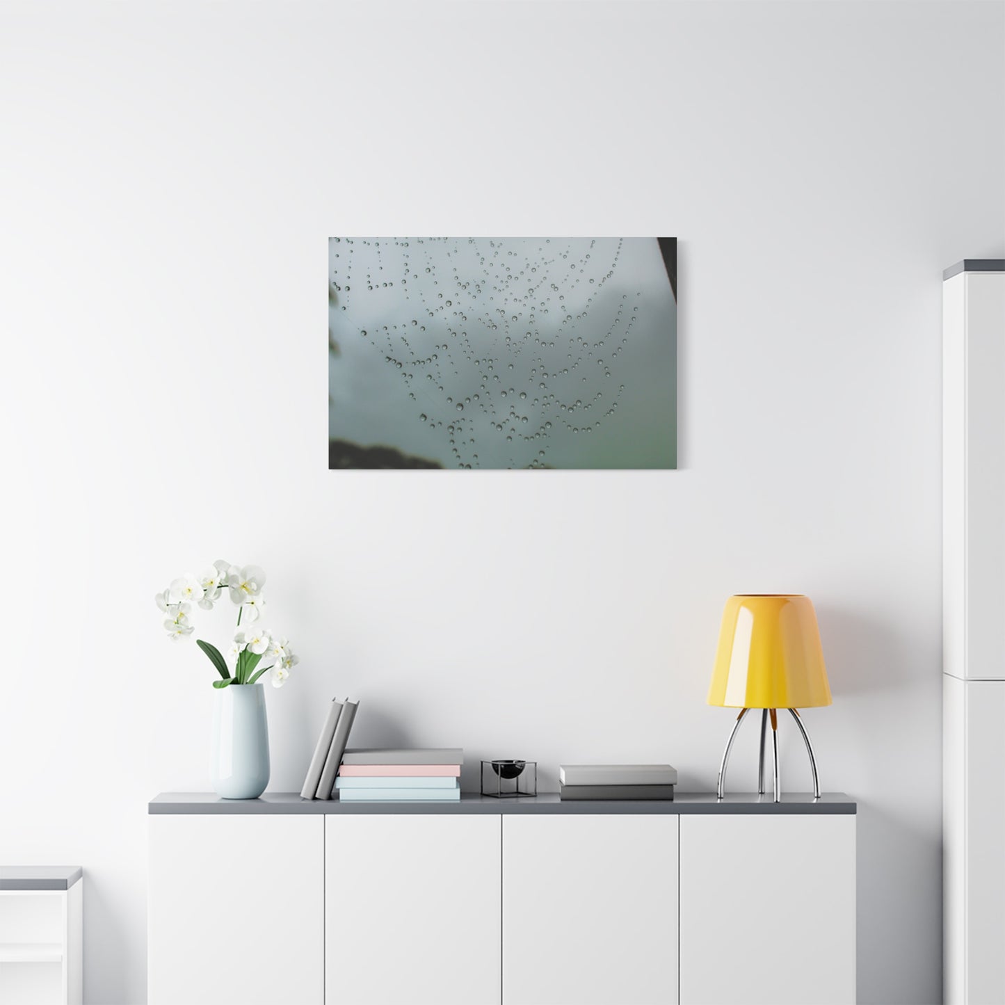 Canvas Print - Morning Dew on Spider Web Photo