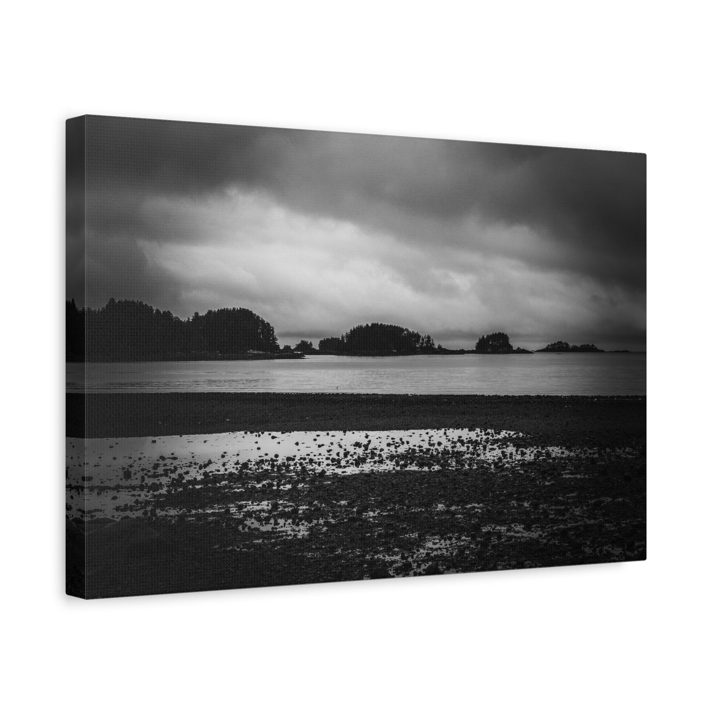 Canvas Wall Art - Photography Grey Scale Ocean Islands