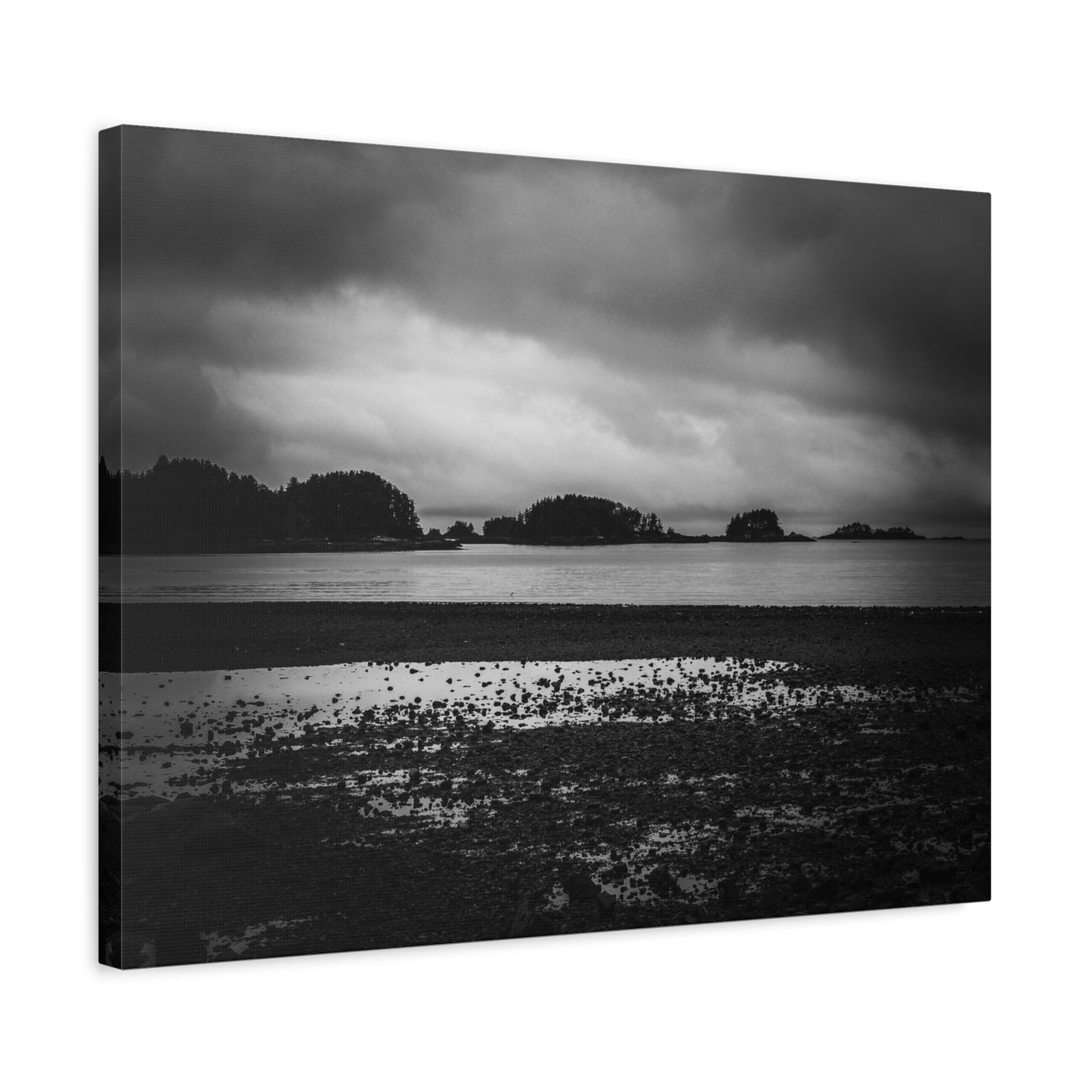 Canvas Wall Art - Photography Grey Scale Ocean Islands