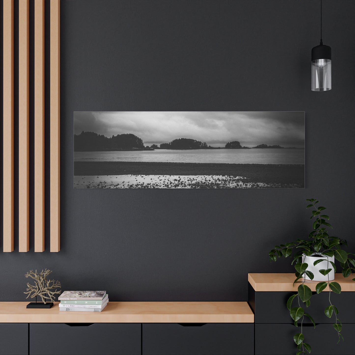 Canvas Wall Art - Photography Grey Scale Ocean Islands