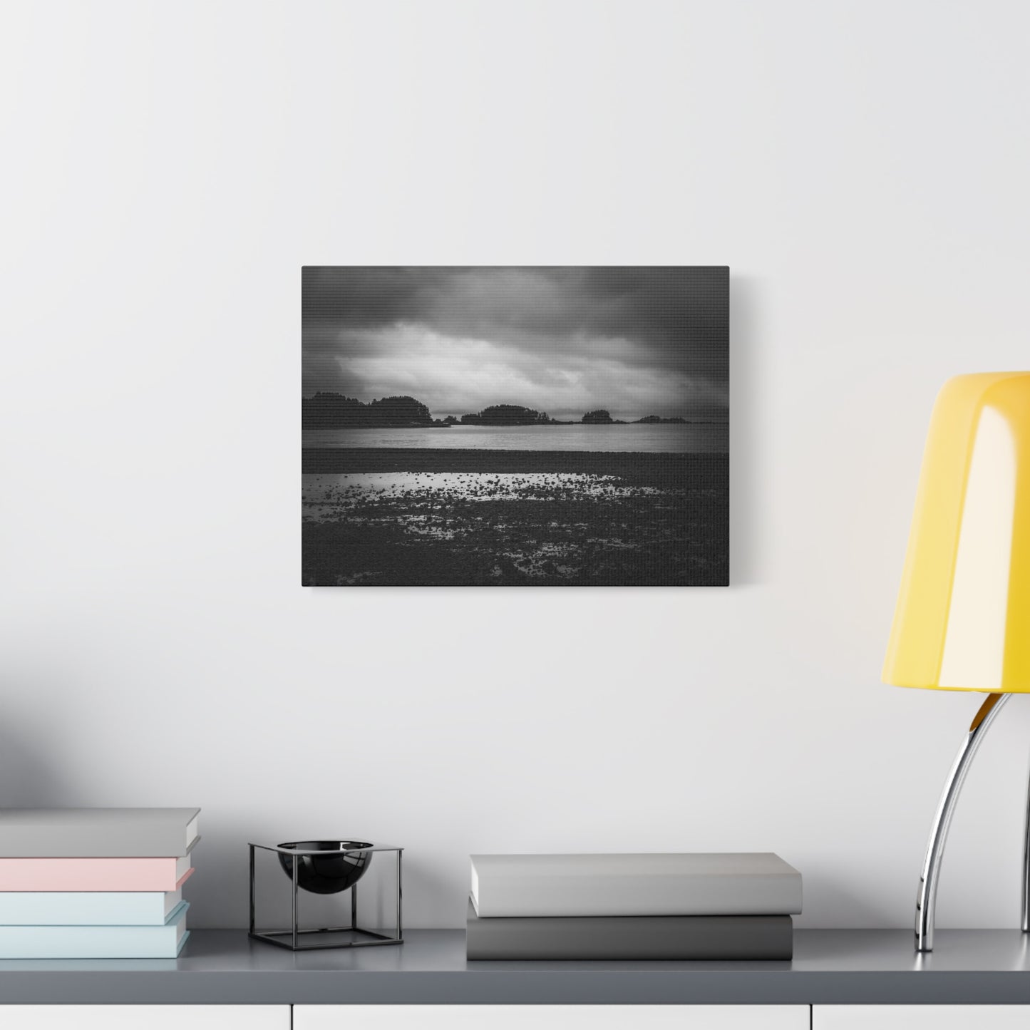 Canvas Wall Art - Photography Grey Scale Ocean Islands