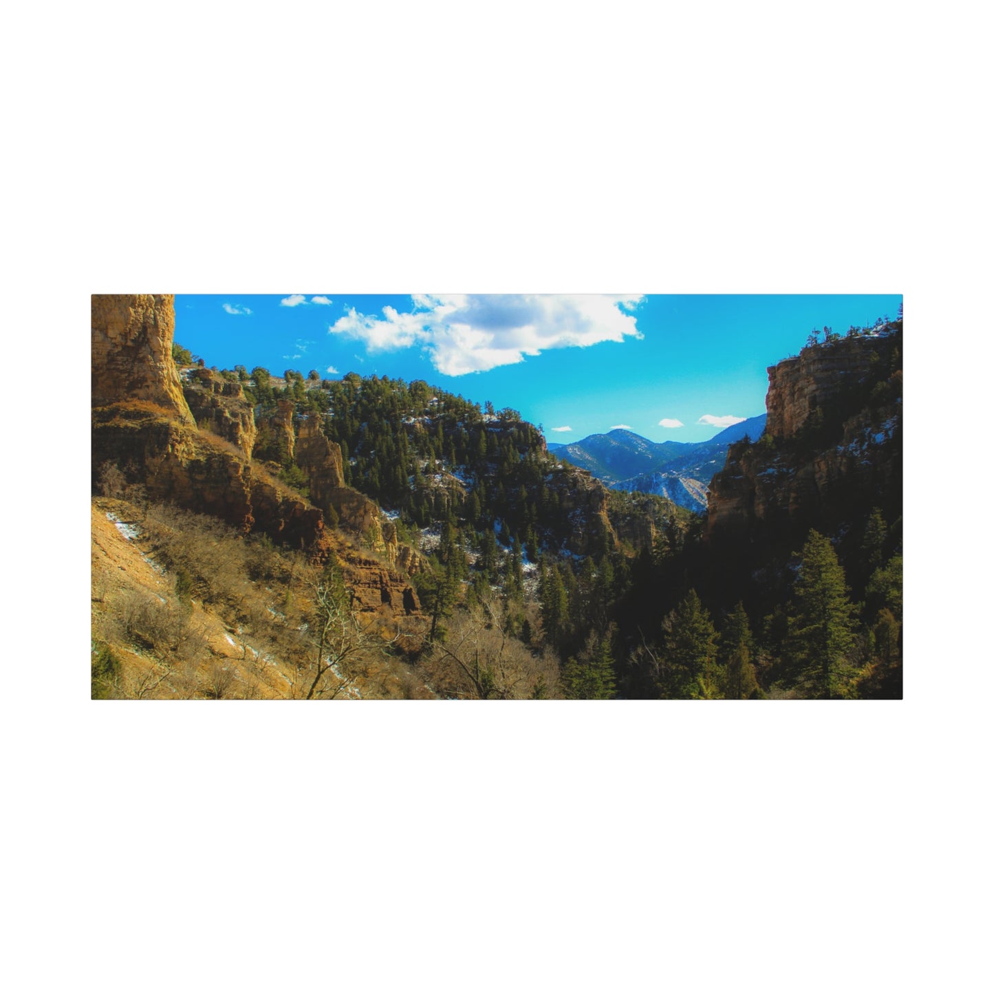 Canvas Art Print - Valley with Trees and Blue Sky Photography