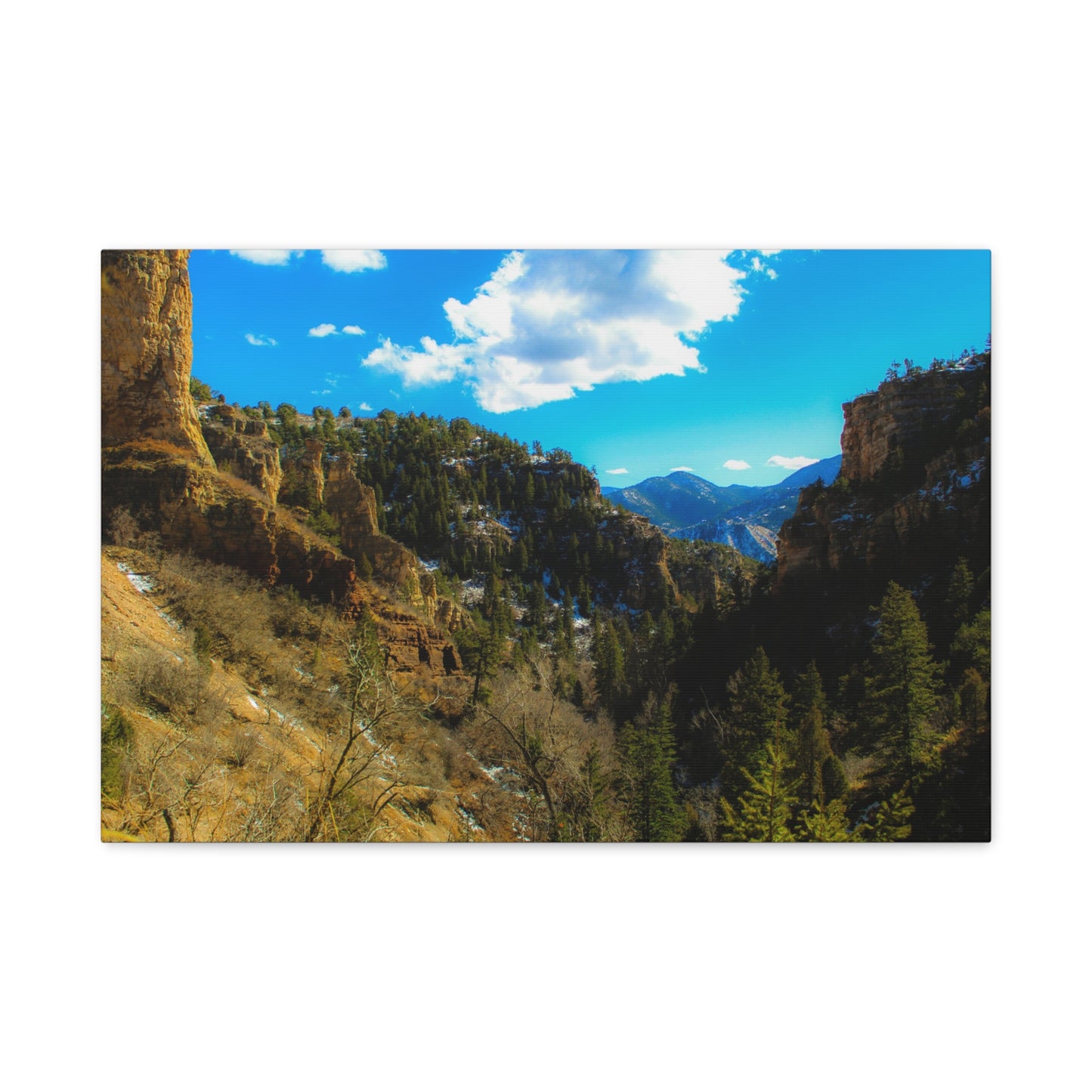 Canvas Art Print - Valley with Trees and Blue Sky Photography