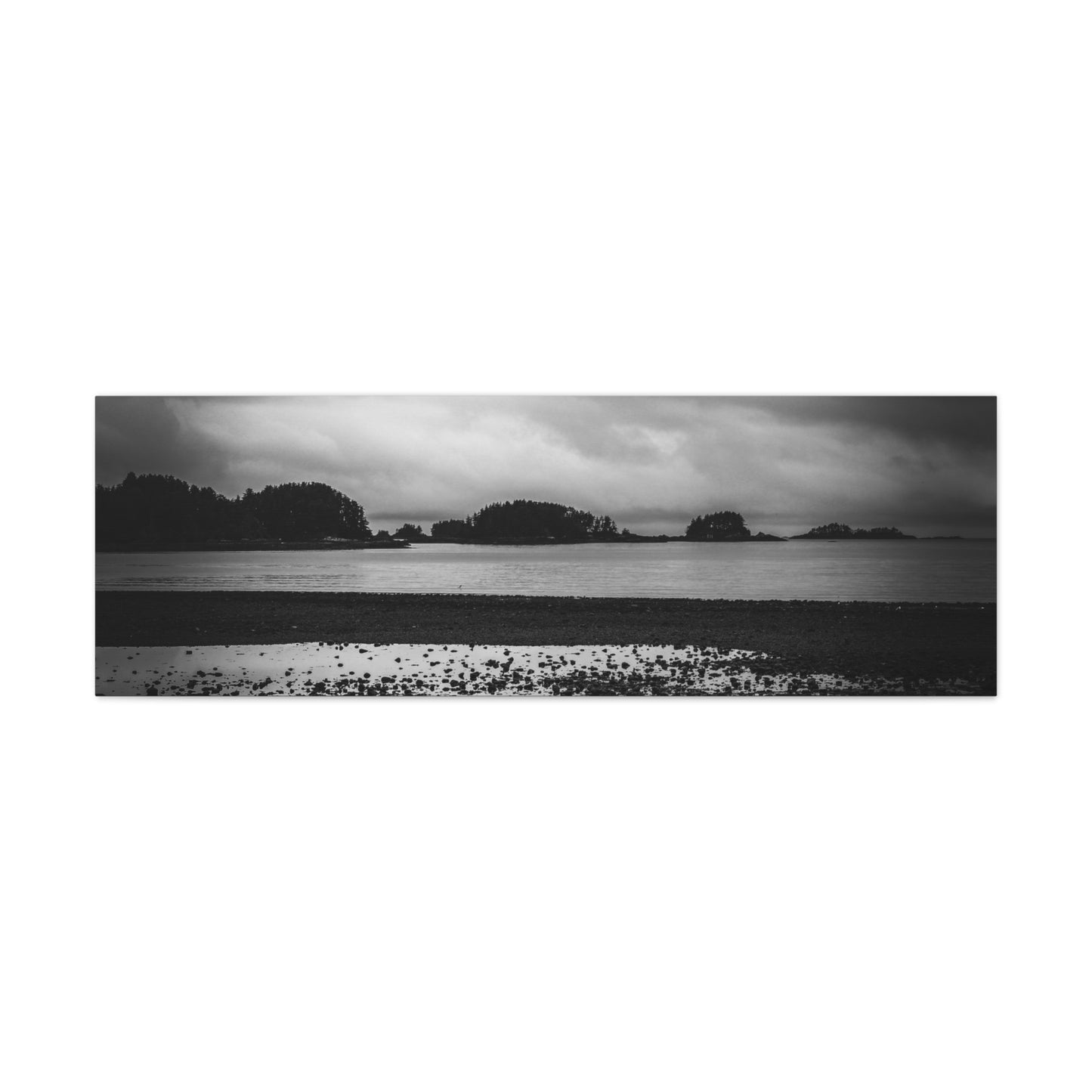 Canvas Wall Art - Photography Grey Scale Ocean Islands
