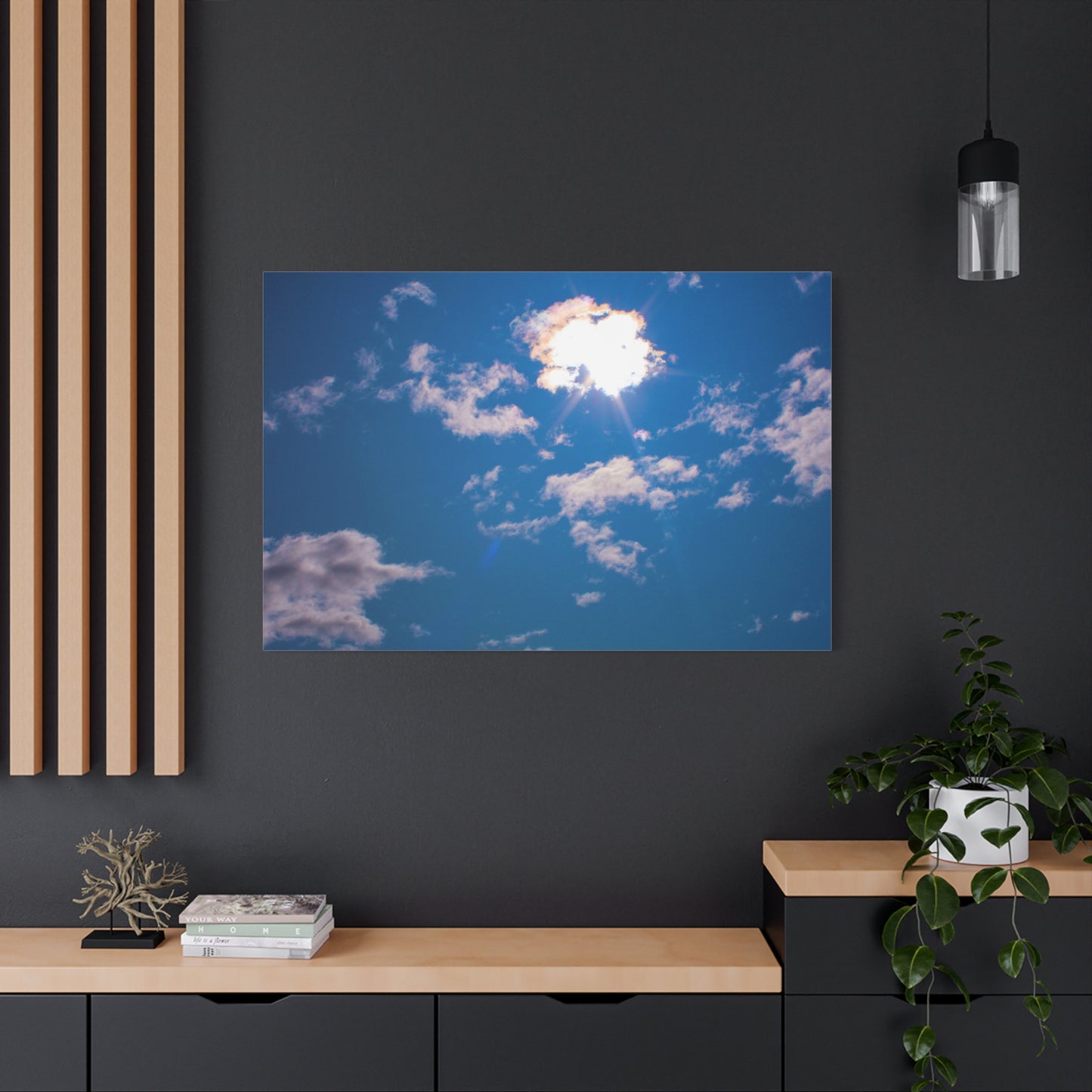 Canvas Wall Art - Blue Sky and Shining Clouds Picture