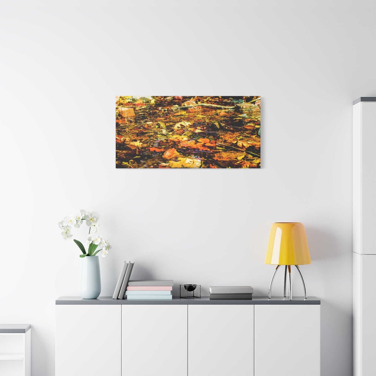 Canvas Print - Fall Leaves in Quiet Stream Photography