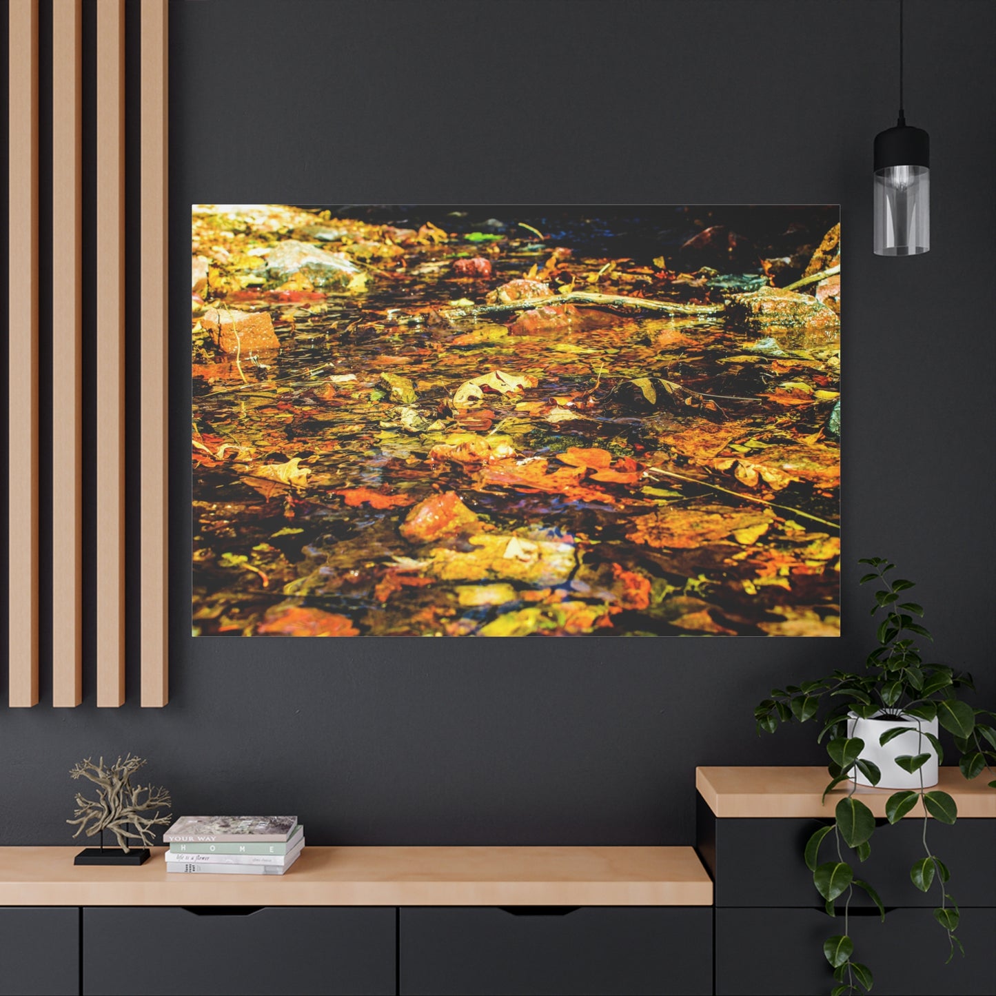 Canvas Print - Fall Leaves in Quiet Stream Photography