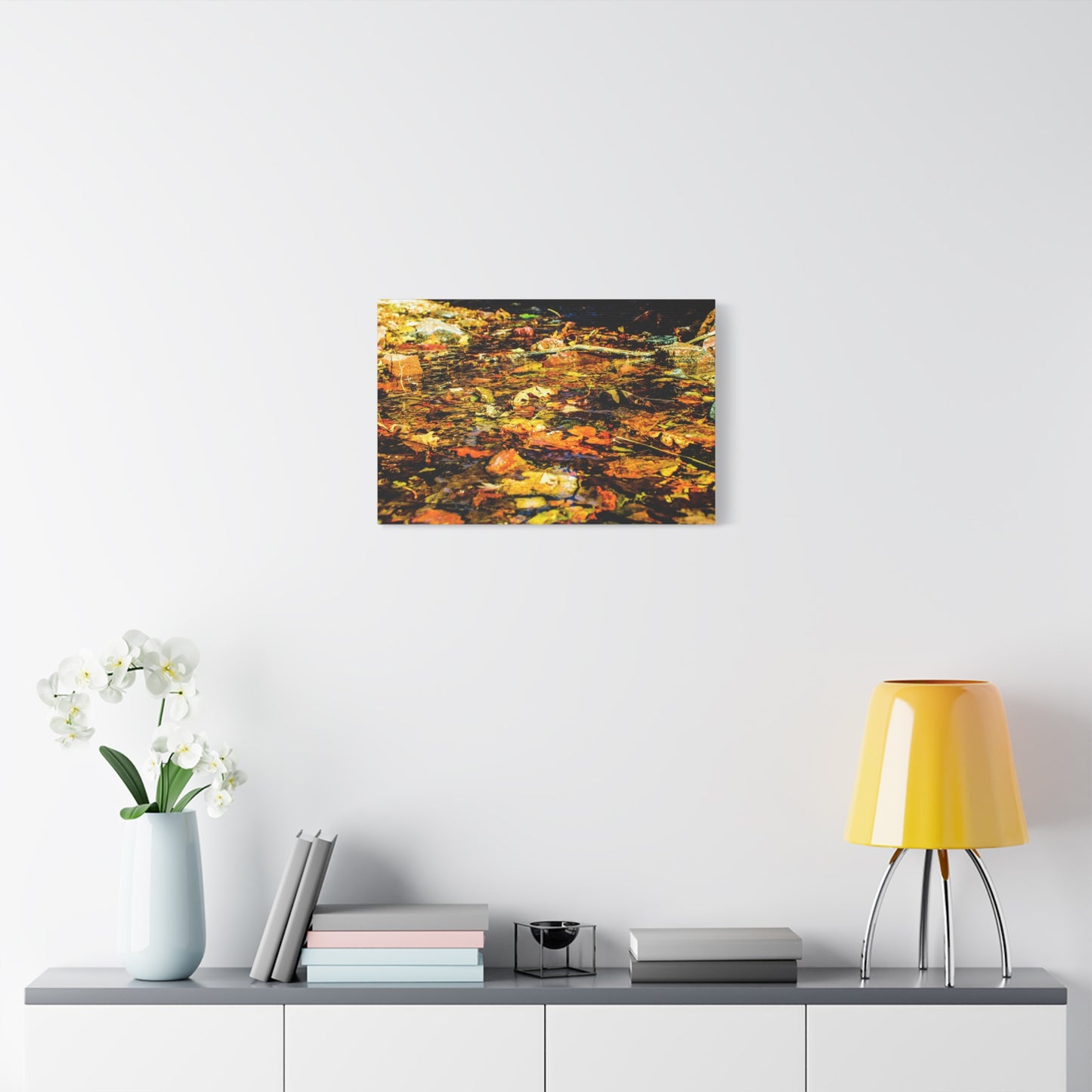 Canvas Print - Fall Leaves in Quiet Stream Photography