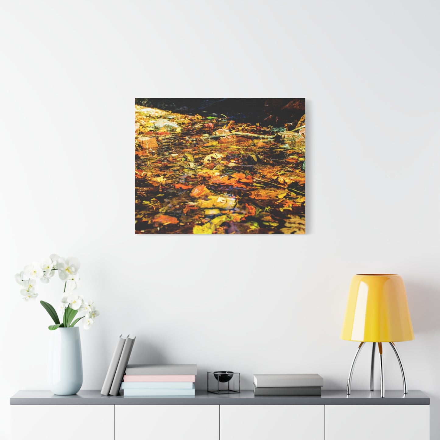 Canvas Print - Fall Leaves in Quiet Stream Photography