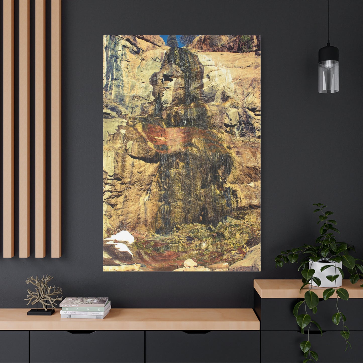 Canvas Wall Art - Mossy Waterfall Photo
