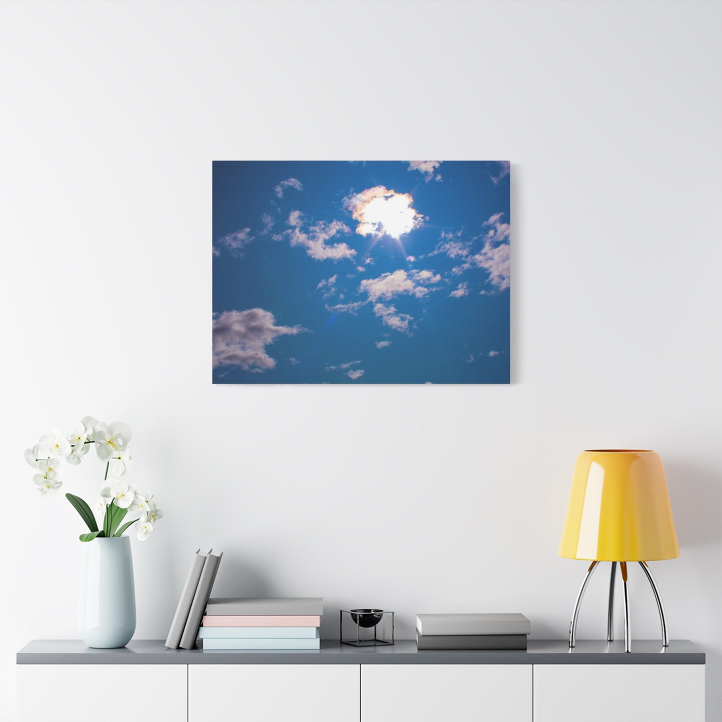Canvas Wall Art - Blue Sky and Shining Clouds Picture