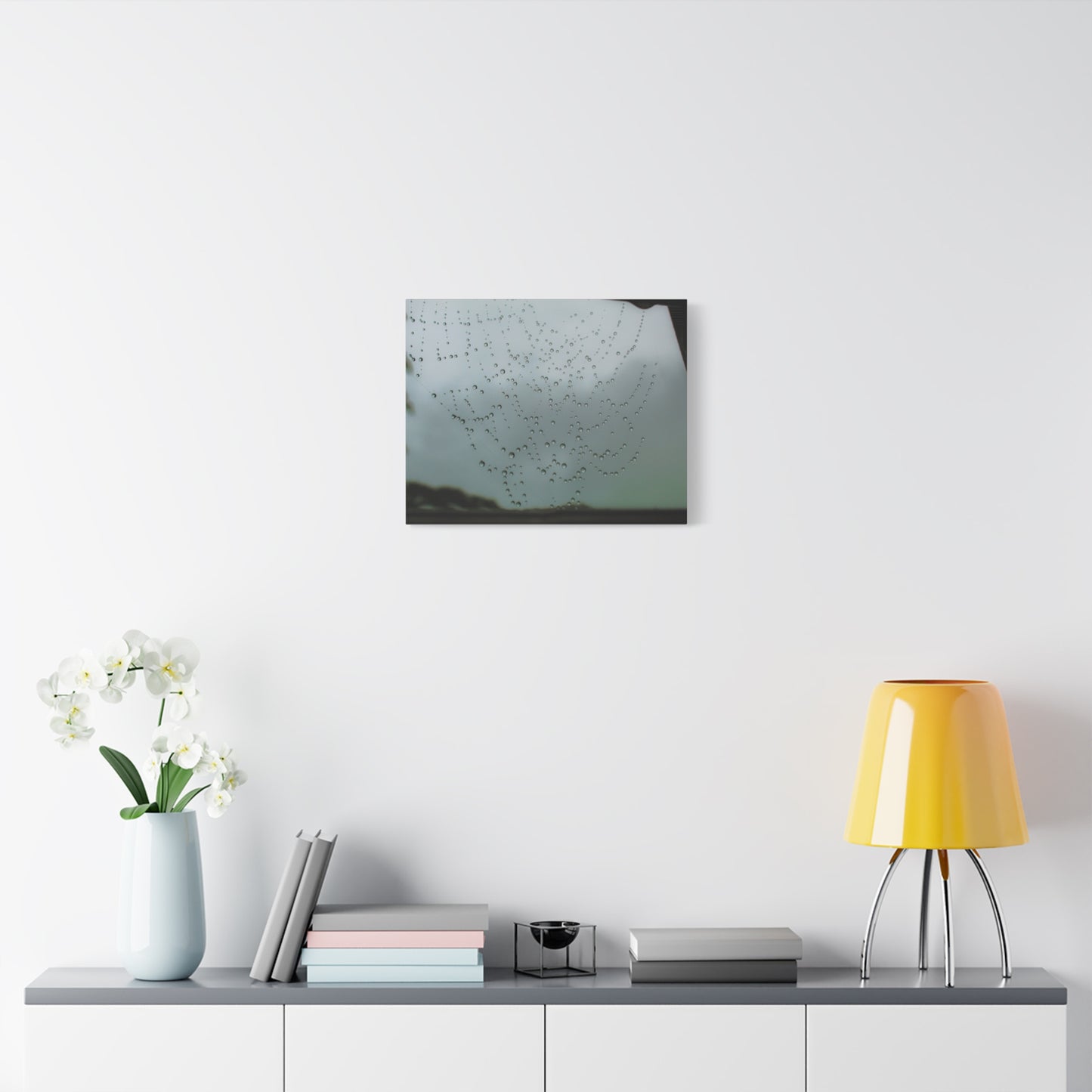 Canvas Print - Morning Dew on Spider Web Photo