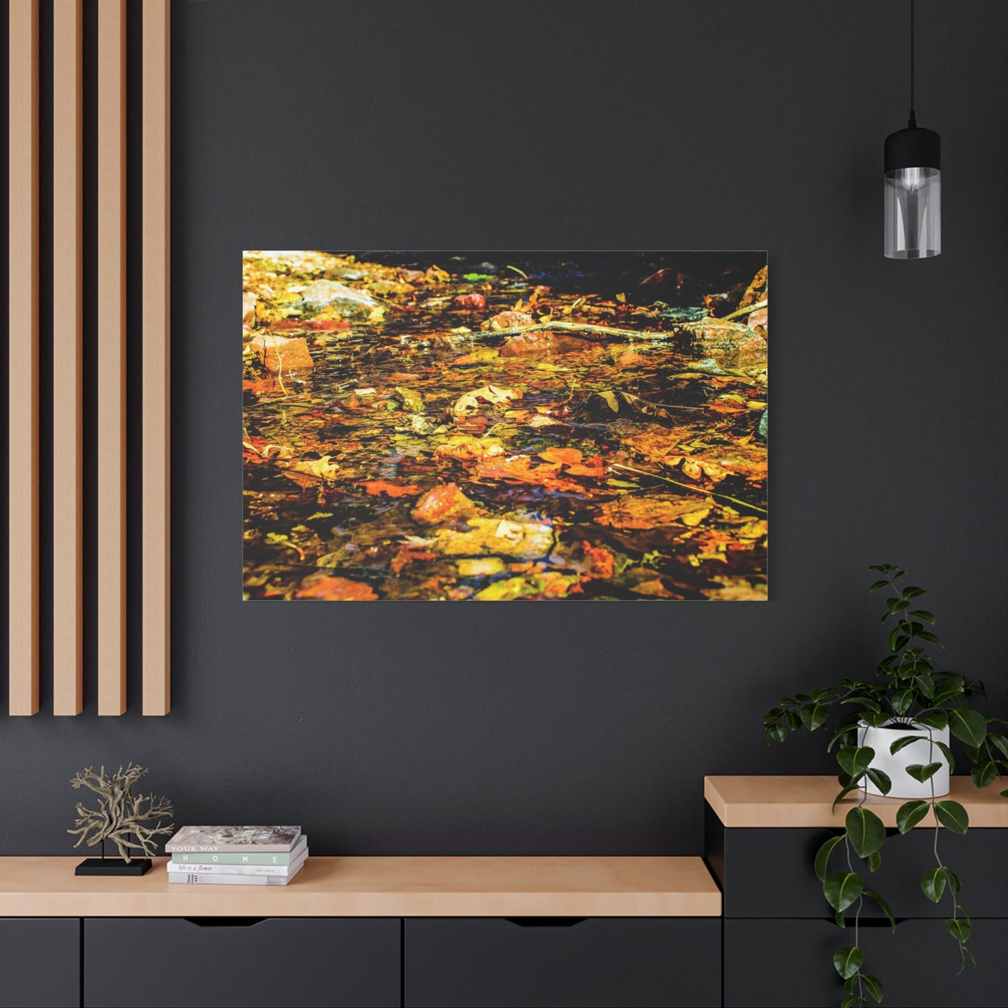 Canvas Print - Fall Leaves in Quiet Stream Photography