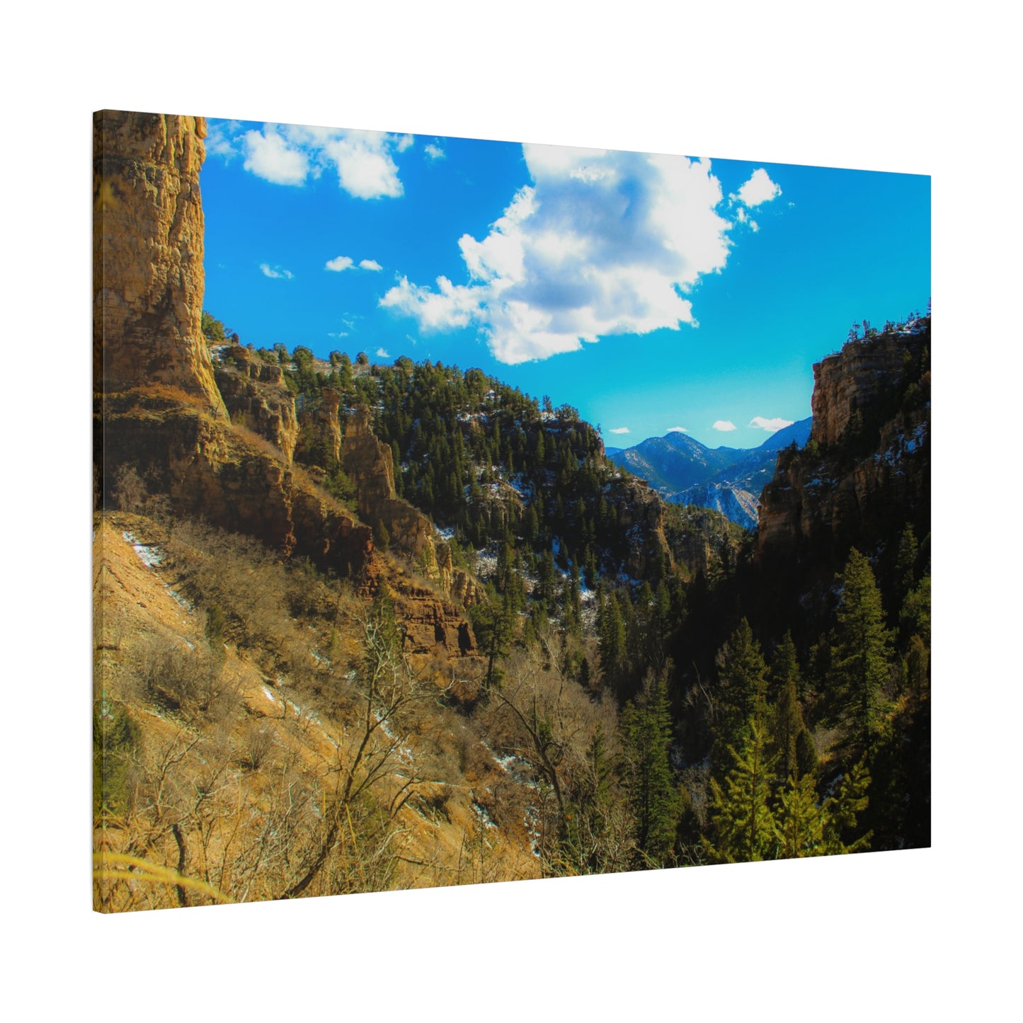 Canvas Art Print - Valley with Trees and Blue Sky Photography