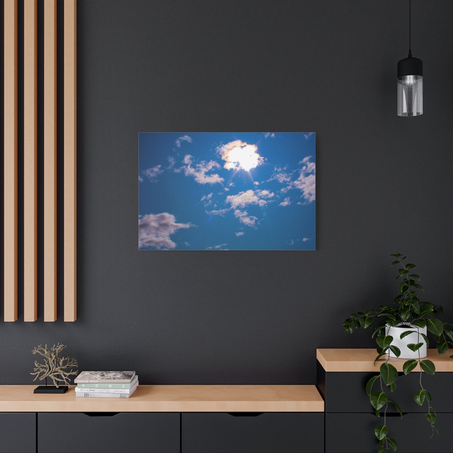 Canvas Wall Art - Blue Sky and Shining Clouds Picture